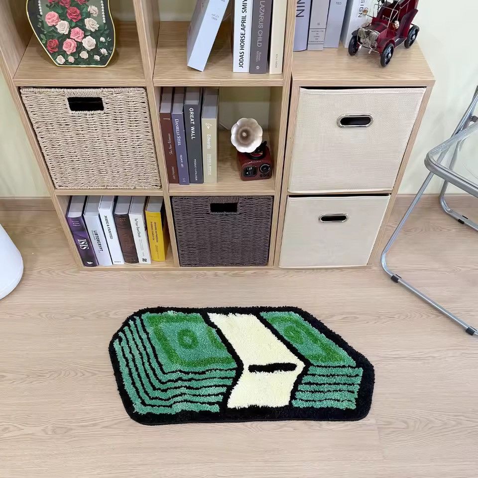 Japanese Brand 80 X 40 cm Cartoon Dollar Green Tufted Rug Size ONE SIZE - 6 Thumbnail