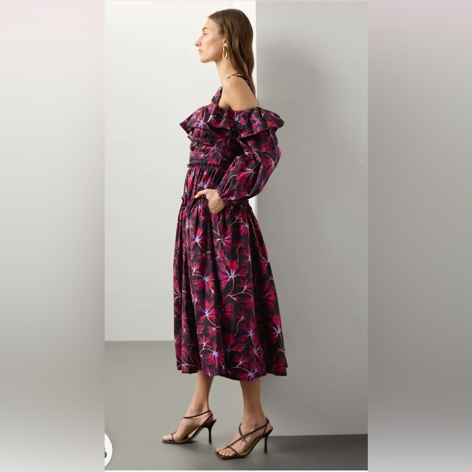 Ulla Johnson NWT Ulla Johnson $550 Red & Purple with Bishop Sleeves 2 Size XS / US 0-2 / IT 36-38 - 4 Thumbnail