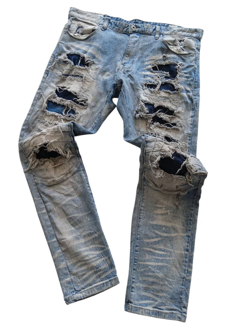 Japanese Brand 🔥Japanese Brand Smoke Rise Distressed patchwork Pants Size US 38 / EU 54 - 5 Thumbnail