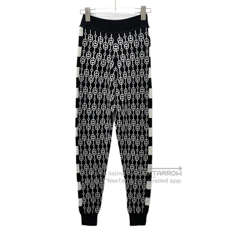 Hermes Hermes Black Printed Knit Drawstring Trousers Size 24" / US 00 / IT 34 - 1 Thumbnail