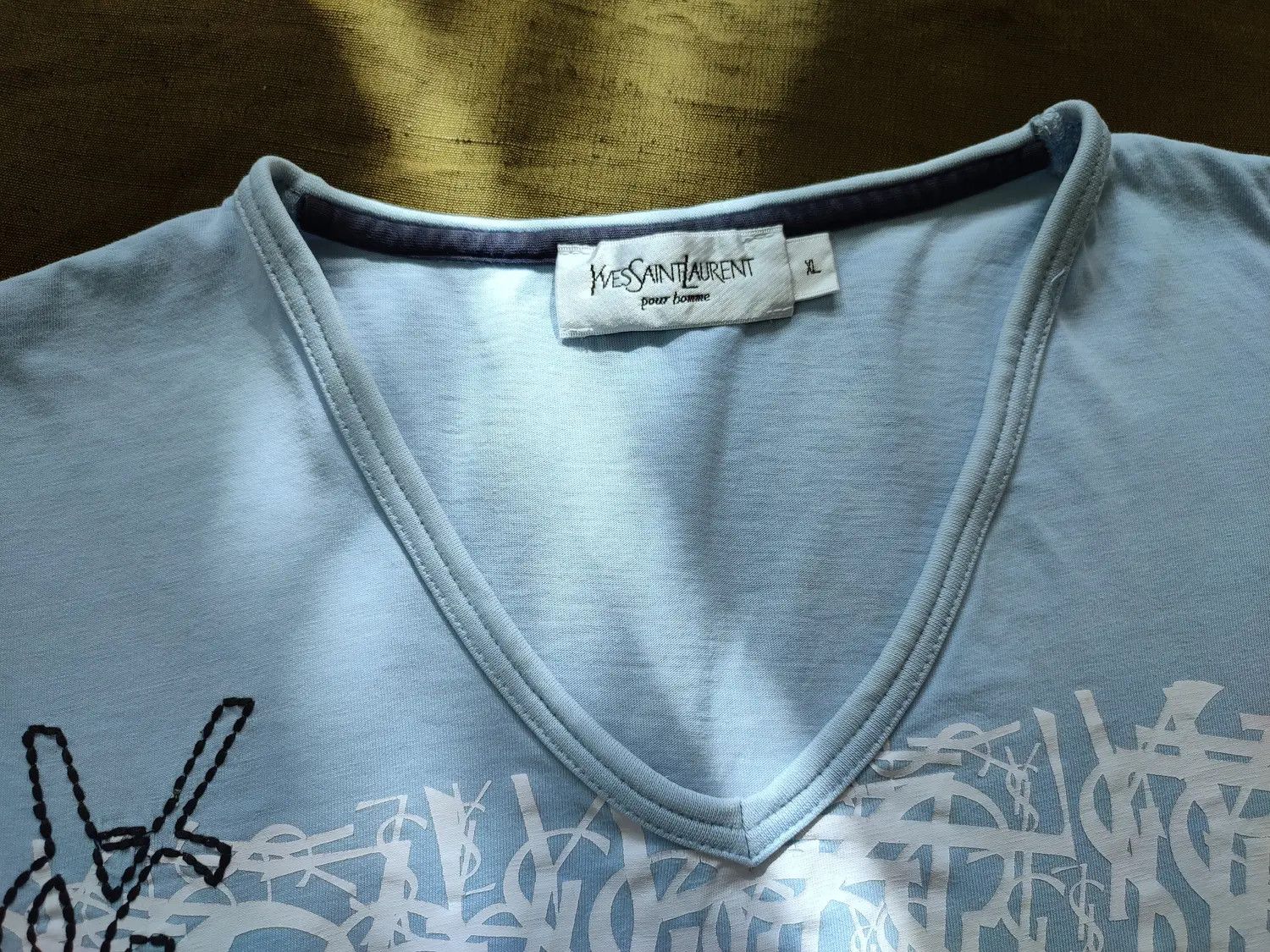 Yves Saint Laurent Vintage Ysl embroider Logo v-neck t-shirt Size US XL / EU 56 / 4 - 5 Thumbnail