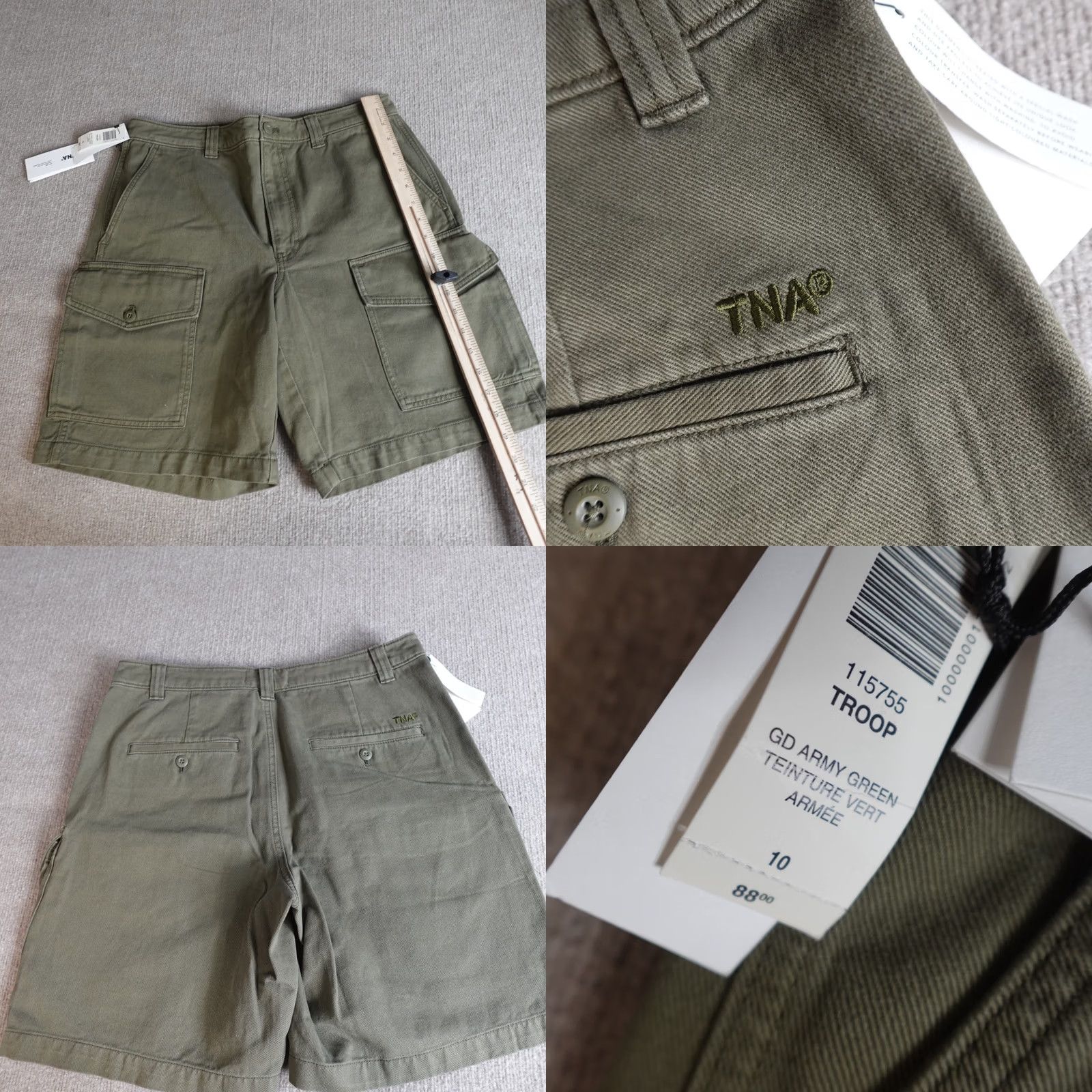TNA TNA Womens Shorts Cargo 10 Green Olive Army Denim Cotton Blend Casual Shorts Womens Regular XS? No (Error: do not include extra words) Size 32" / US 10 / IT 46 - 8 Thumbnail