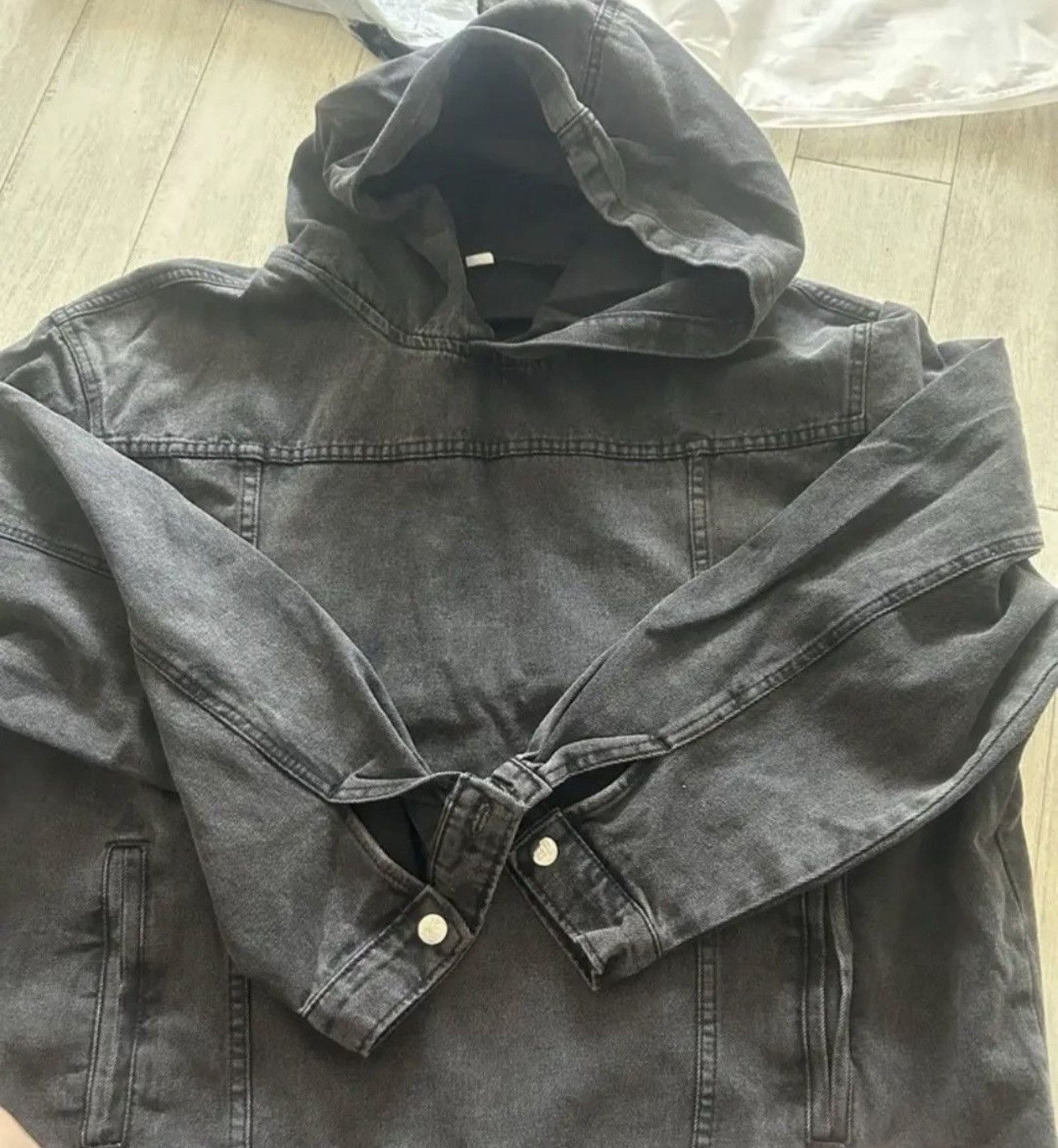 Japanese Brand × Vintage Y2K Oversized Hood Distressed Denim Pockets Hoodie Size US XXL / EU 58 / 5 - 3 Thumbnail