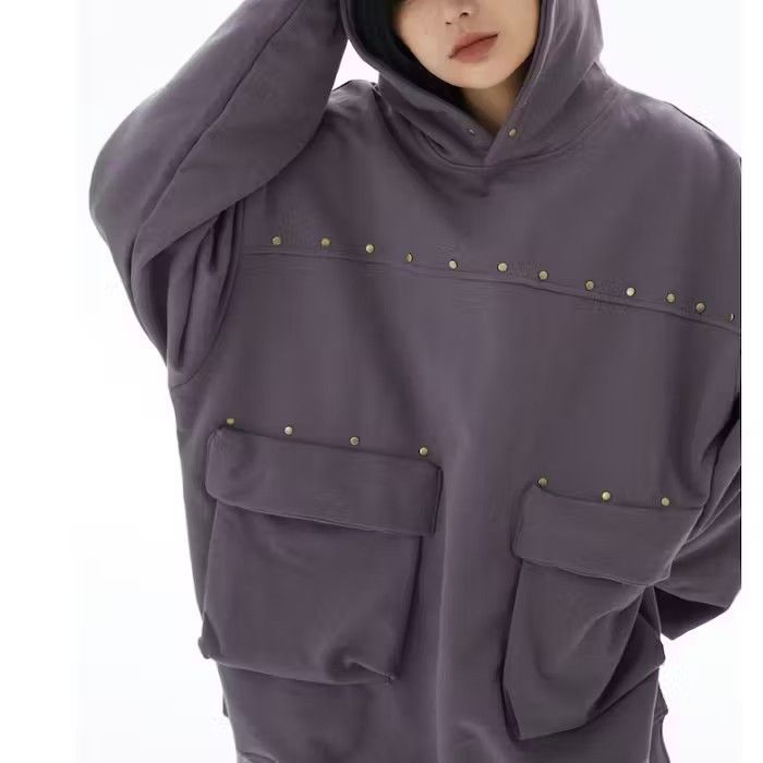 Japanese Brand Button Decor Purple Pullover Hoodie Size US M / EU 48-50 / 2 - 2 Thumbnail