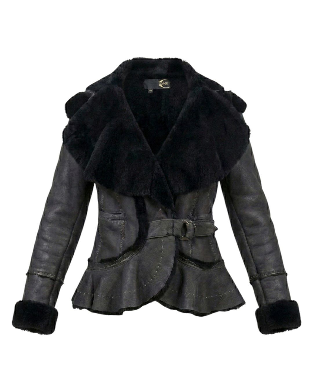 Roberto Cavalli HUGE COLLAR SHEARLING LEATHER JACKET Size L / US 10 / IT 46 - 1 Thumbnail