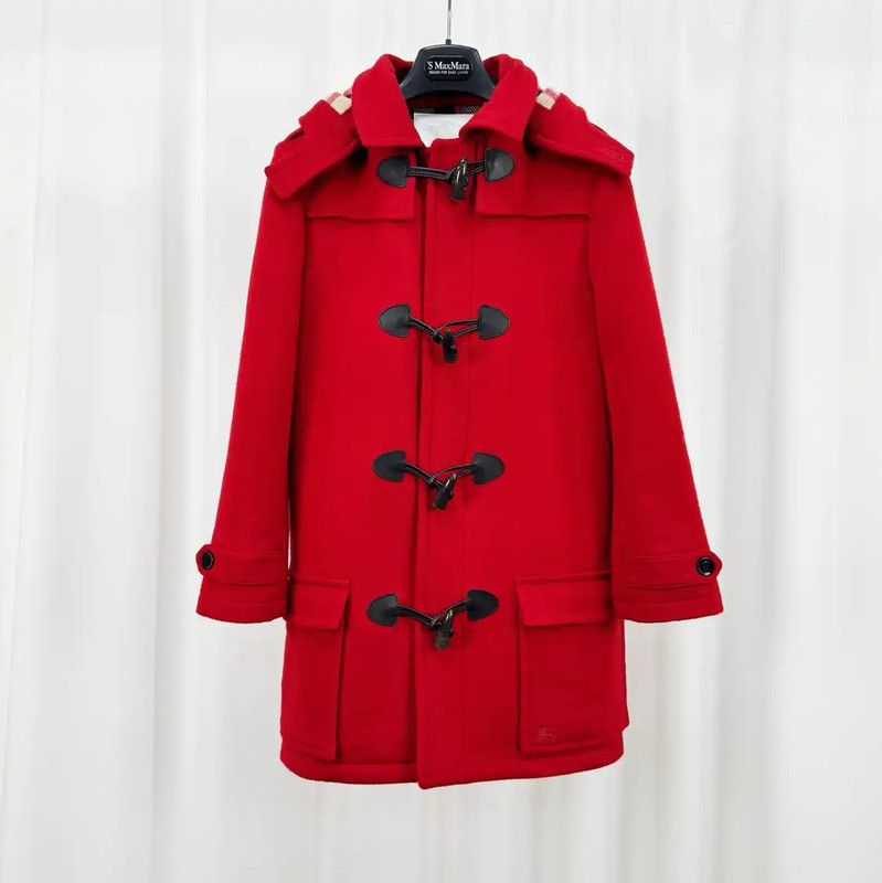 Burberry Burberry Red Wool Logo Coat for Women Size L / US 10 / IT 46 - 1 Thumbnail