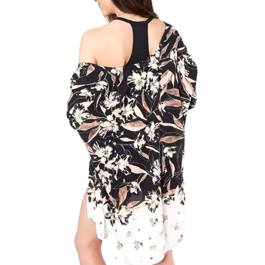 Billabong Billabong Women Long Sleeve Kimono Cardigan S/M Floral Multicolor Open Front Bohemian Beach Casual Shirt Womens Size S / US 4 / IT 40 - 7 Thumbnail