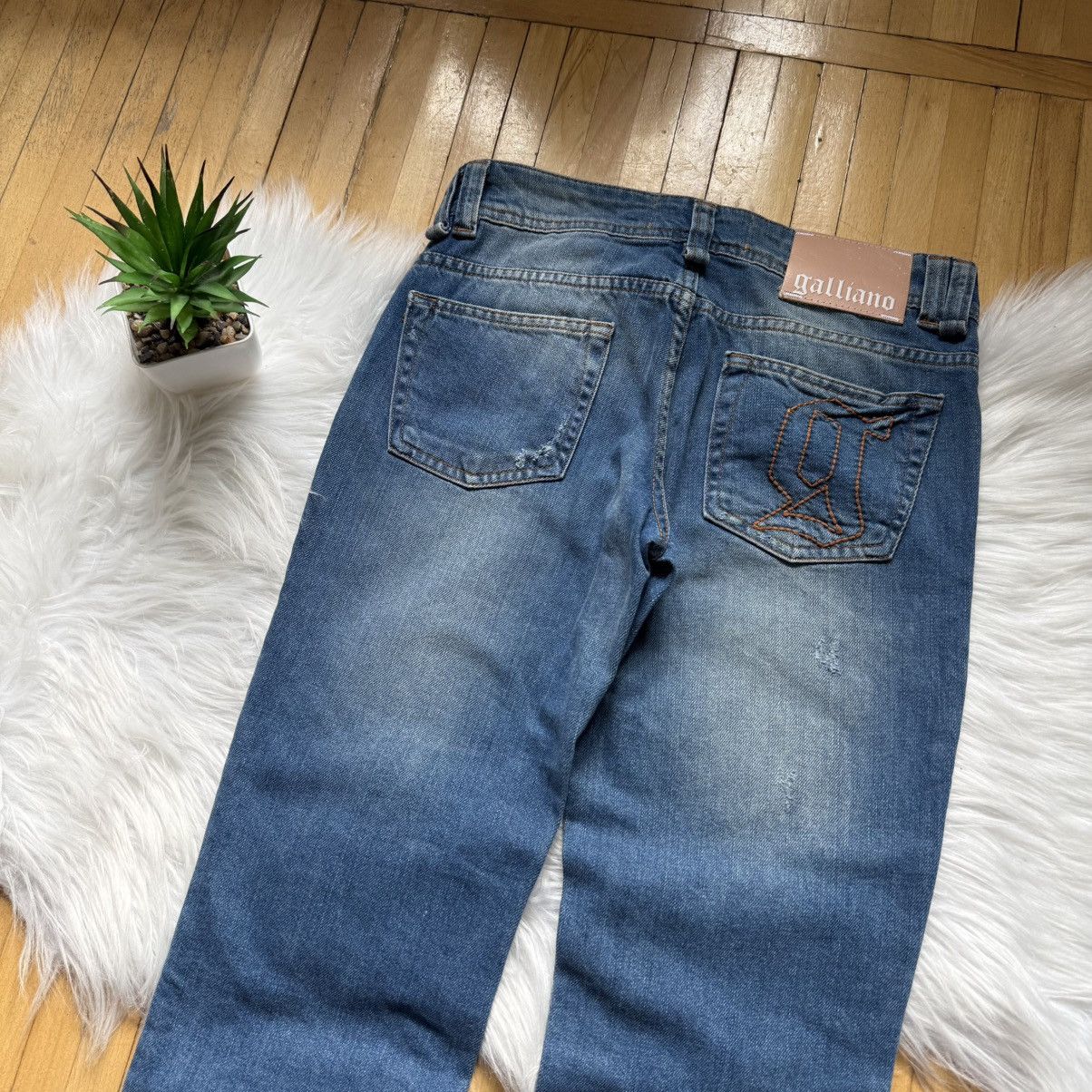 John Galliano 📌 NEW John Galliano Y2K 00s Big Logo Straight Jeans Size 25" / US 0 / IT 36 - 2 Thumbnail