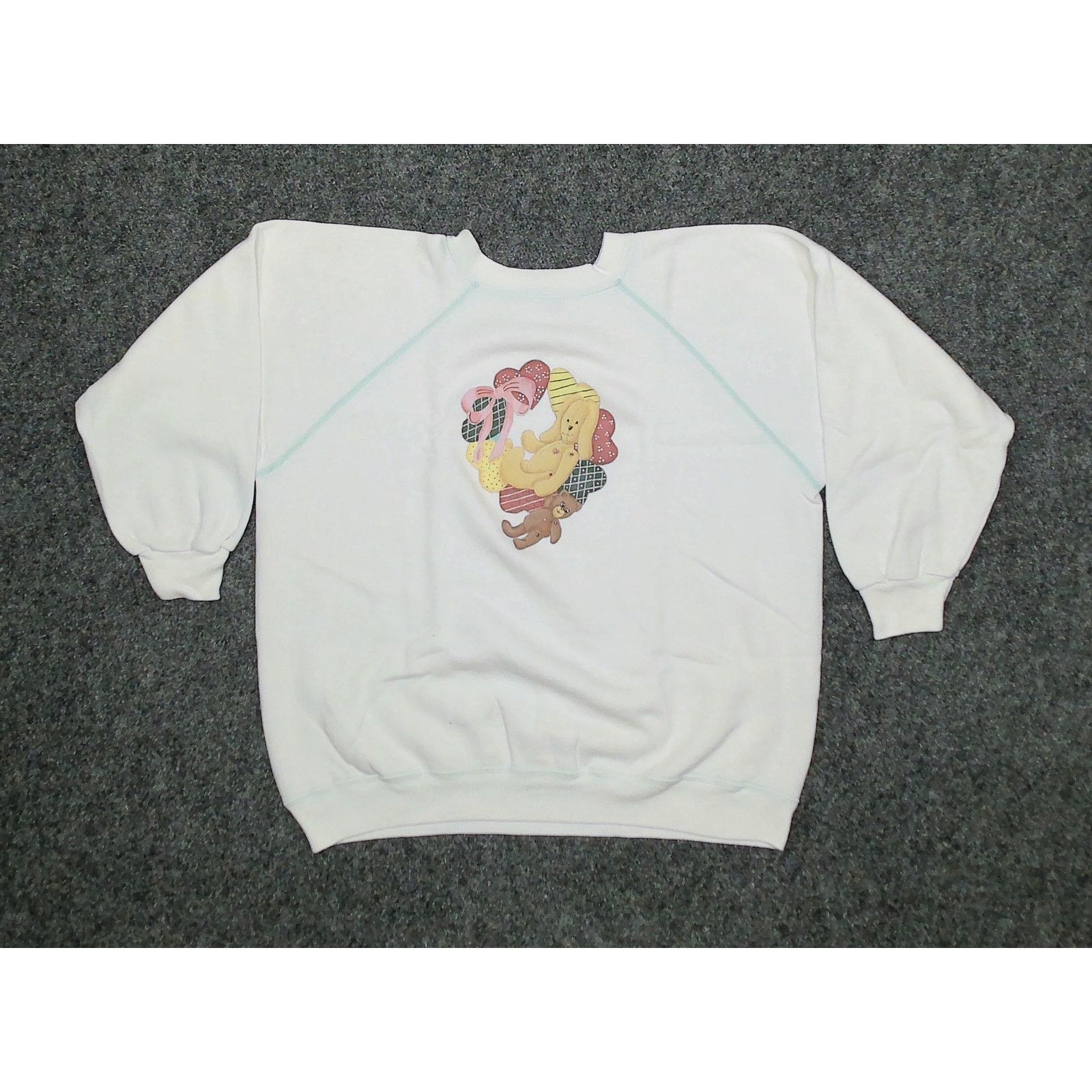 Hanes Vintage 90s Hanes Her Way Boxy Teddy Bear Sweatshirt XL Size XL / US 12-14 / IT 48-50 - 2 Thumbnail