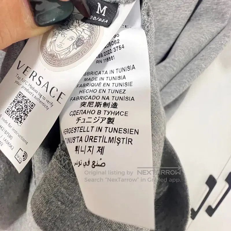 Versace Versace Gray Cotton Embroidered T-Shirt . Size US M / EU 48-50 / 2 - 4 Thumbnail