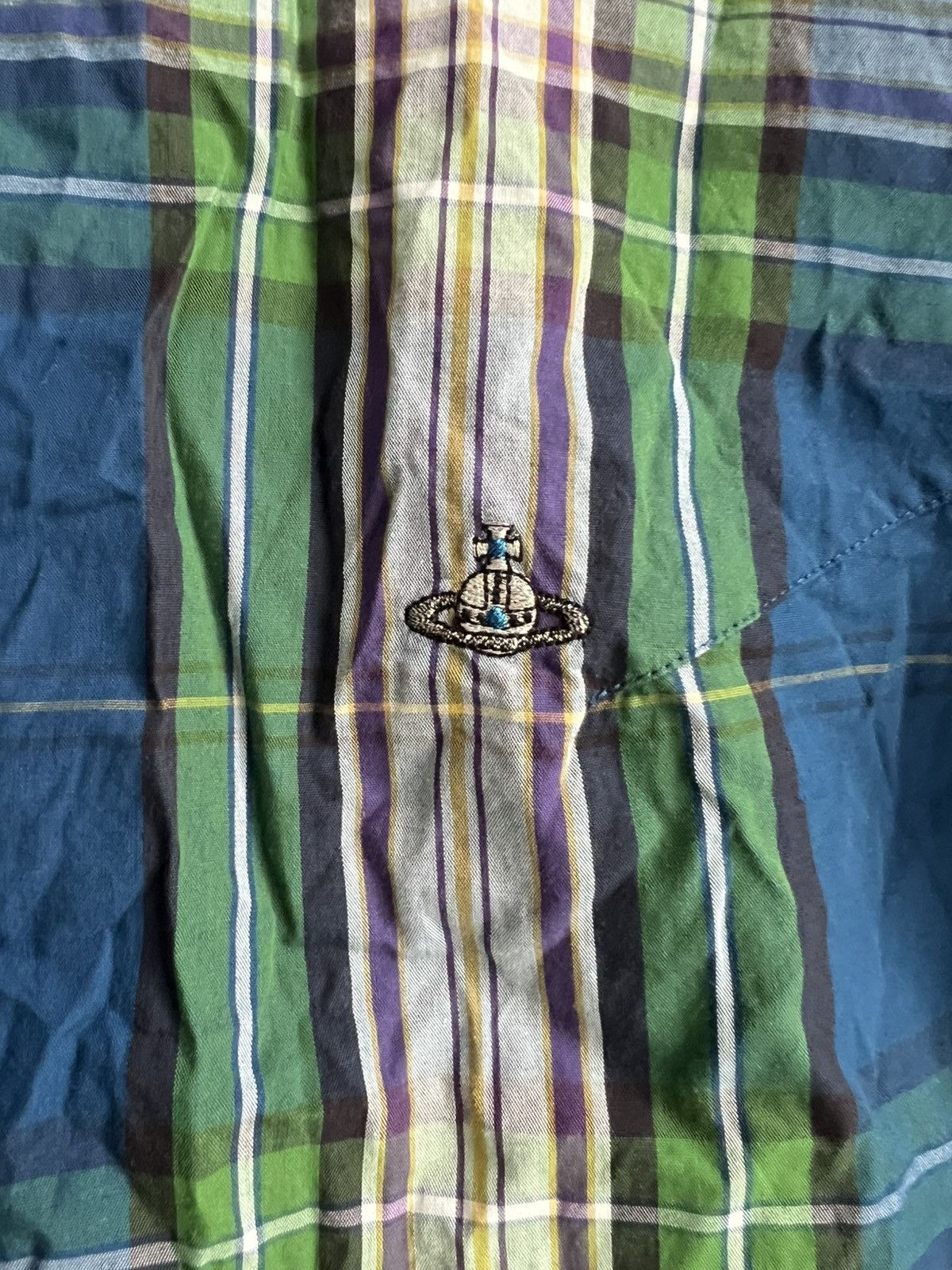 Vivienne Westwood VW Man Orbs Embroidered Plaid Unstructured Collar B/D Shirt Size US M / EU 48-50 / 2 - 6 Thumbnail