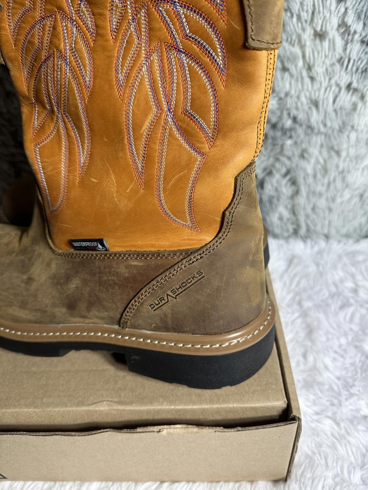 Durango Wolverine Men's Waterproof Western Work Boots Brown and Tan Size ONE SIZE - 3 Thumbnail