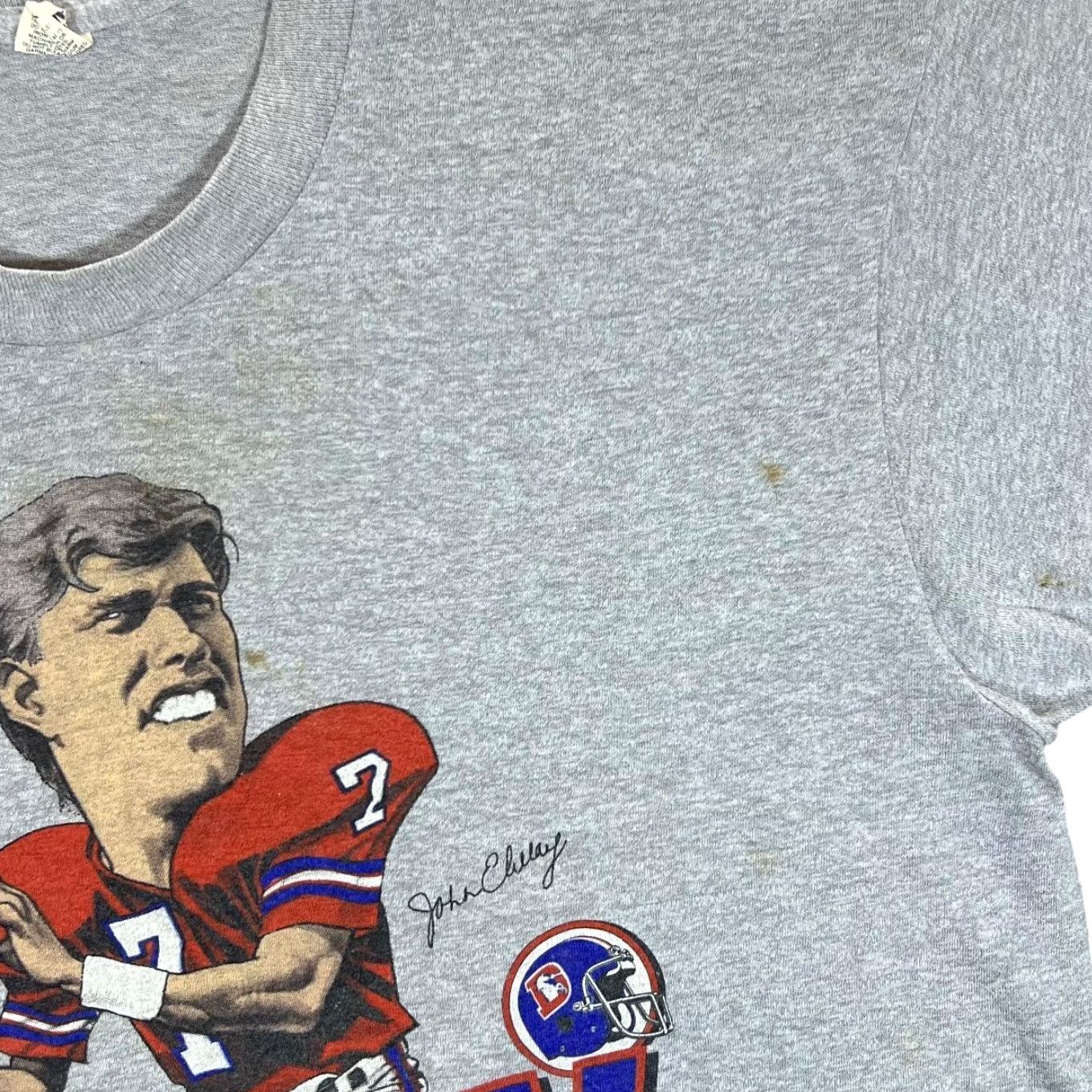 Vintage VINTAGE 80s DENVER BRONCOS John Elway T-Shirt NFL Football Single Stitch Graphic Grey L Mens Size US L / EU 52-54 / 3 - 7 Thumbnail