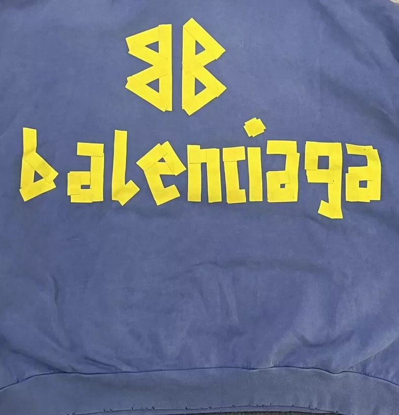 Balenciaga Balenciaga Ripped lettered print hooded sweatshirt Size US S / EU 44-46 / 1 - 6 Thumbnail
