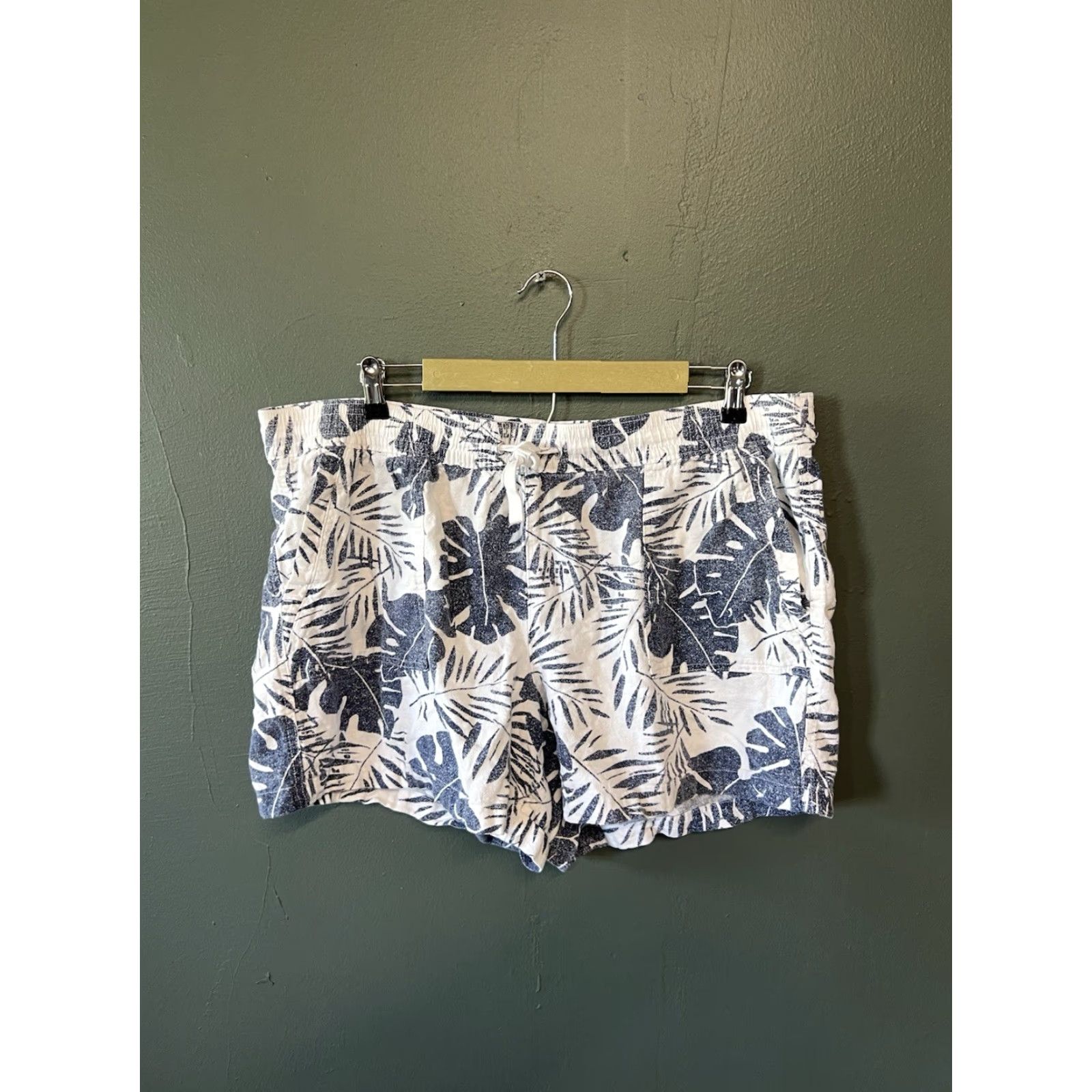 Nautica Nautica Mens White Linen Floral Pattern Pull-on Shorts w/ Drawstring Size 2XL Size US 39 - 2 Thumbnail