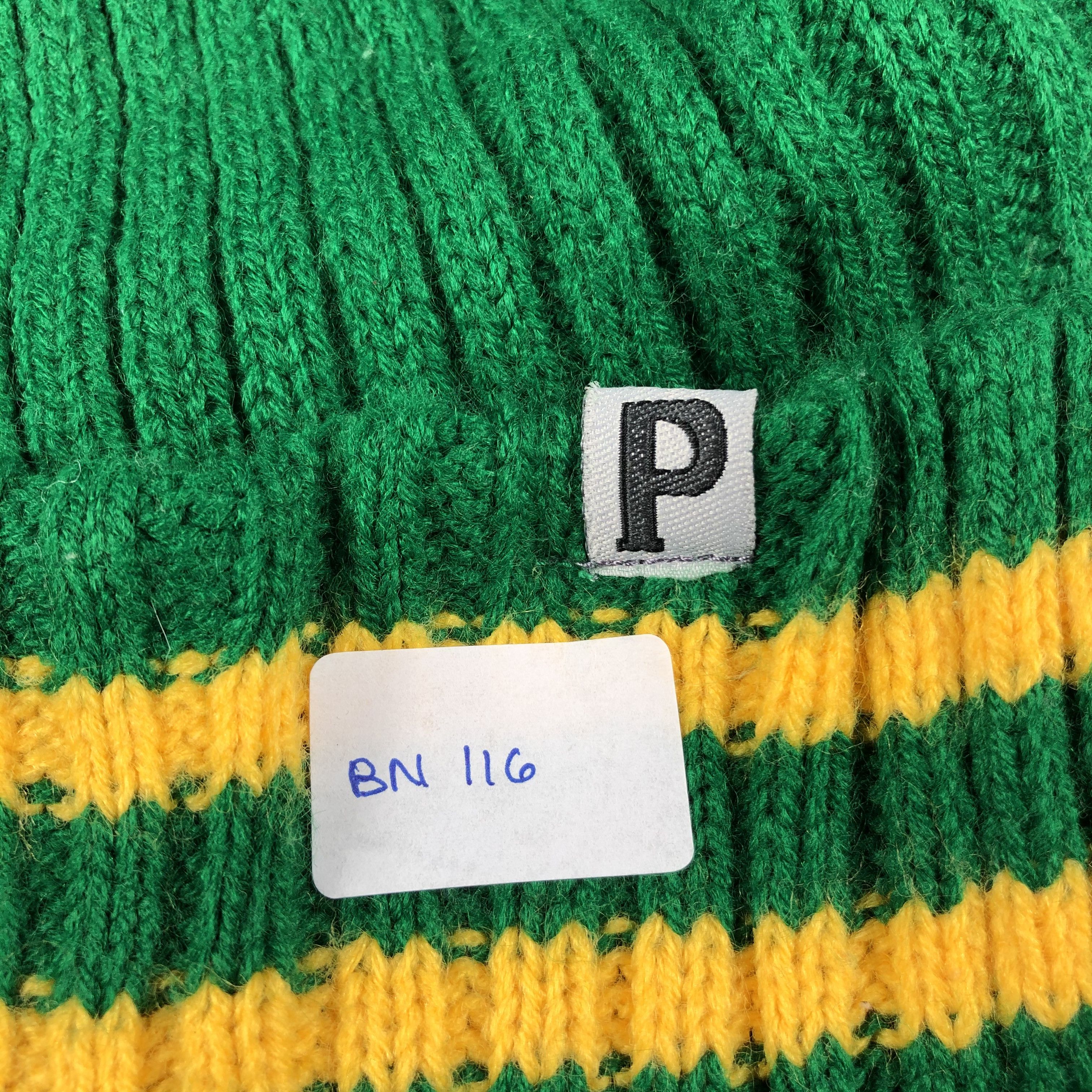 Japanese Brand Green Stripe Beanie Size ONE SIZE - 7 Thumbnail