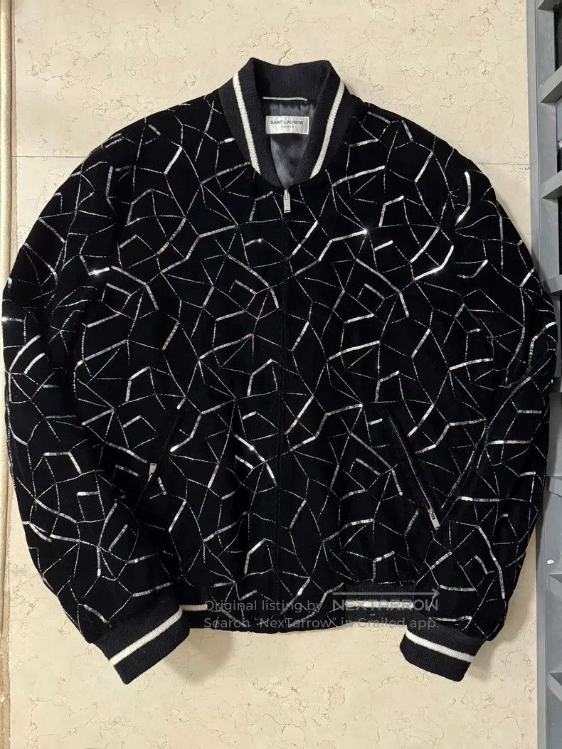 Saint Laurent Paris Saint Laurent Paris Sequin Beaded Decorated Velvet Black J Size US M / EU 48-50 / 2 - 1 Thumbnail