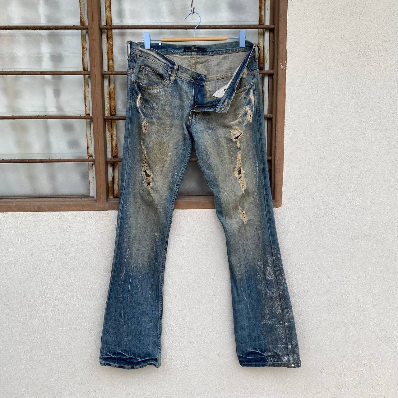 Japanese Brand ARCHIVE FLARE Midas Japan "Gimmick" Distressed Cyber Punk Size US 29 - 6 Thumbnail