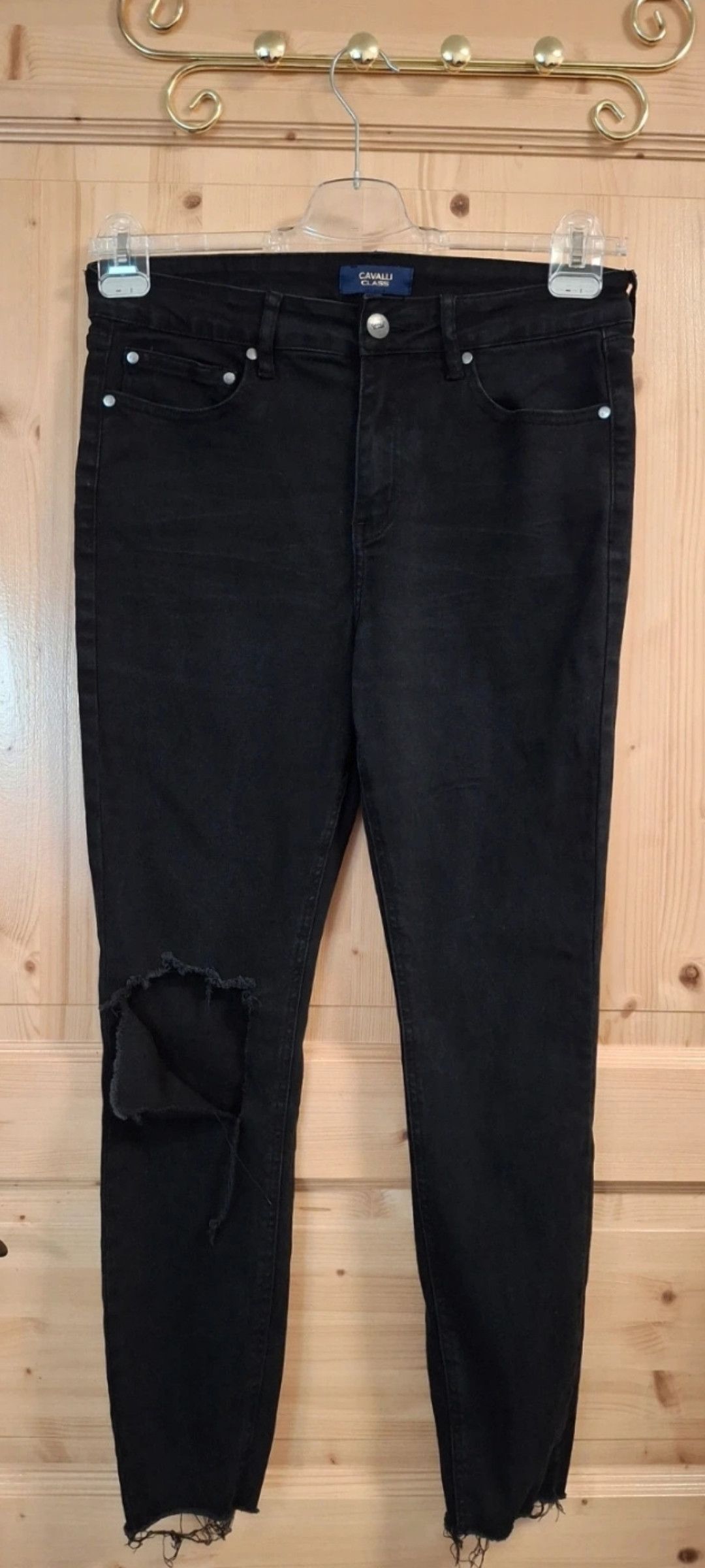Cavalli Class Cavalli Class Black Distressed Skinny Jeans Size 31" - 2 Thumbnail