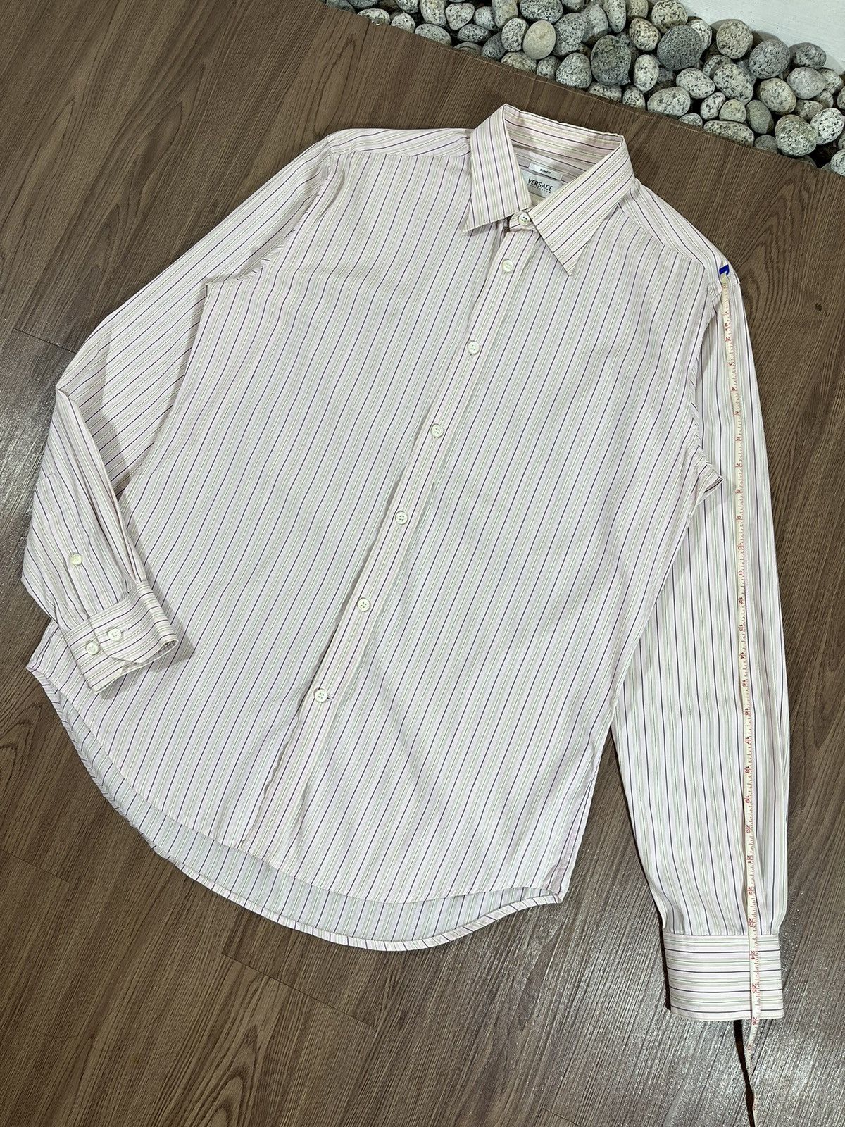 Versace Versace Italy Soft Pink Striped Button Up Shirt – (40 M) Size US M / EU 48-50 / 2 - 13 Thumbnail