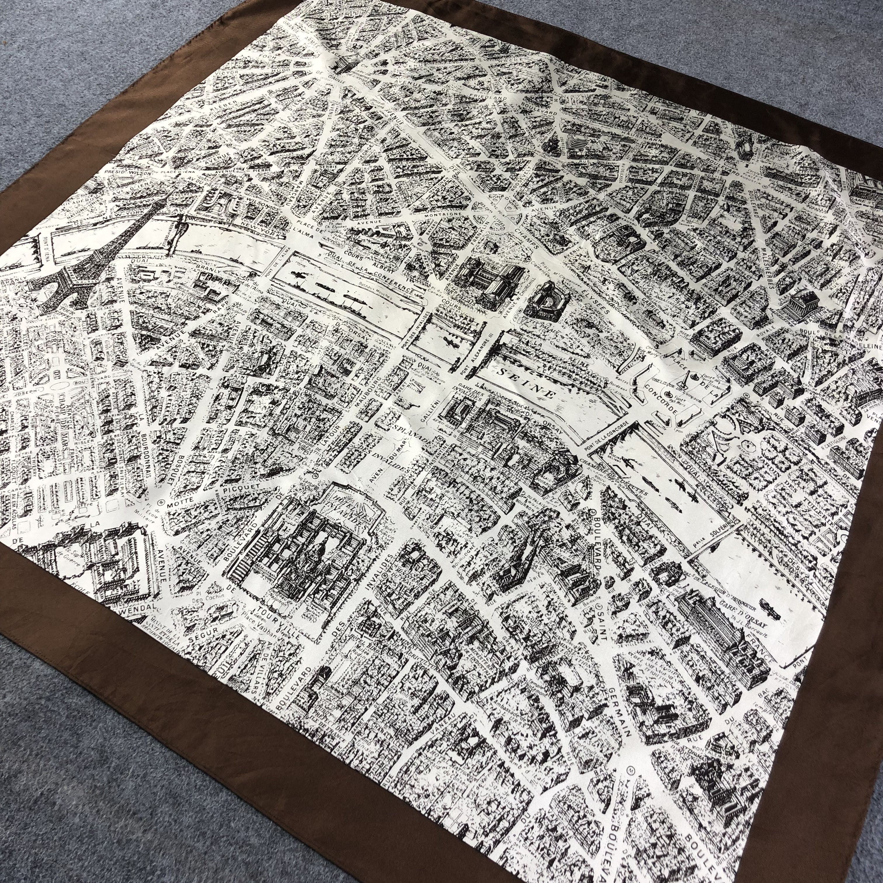 Vintage Paris City Map Silk Scarf M809 Size ONE SIZE - 2 Thumbnail