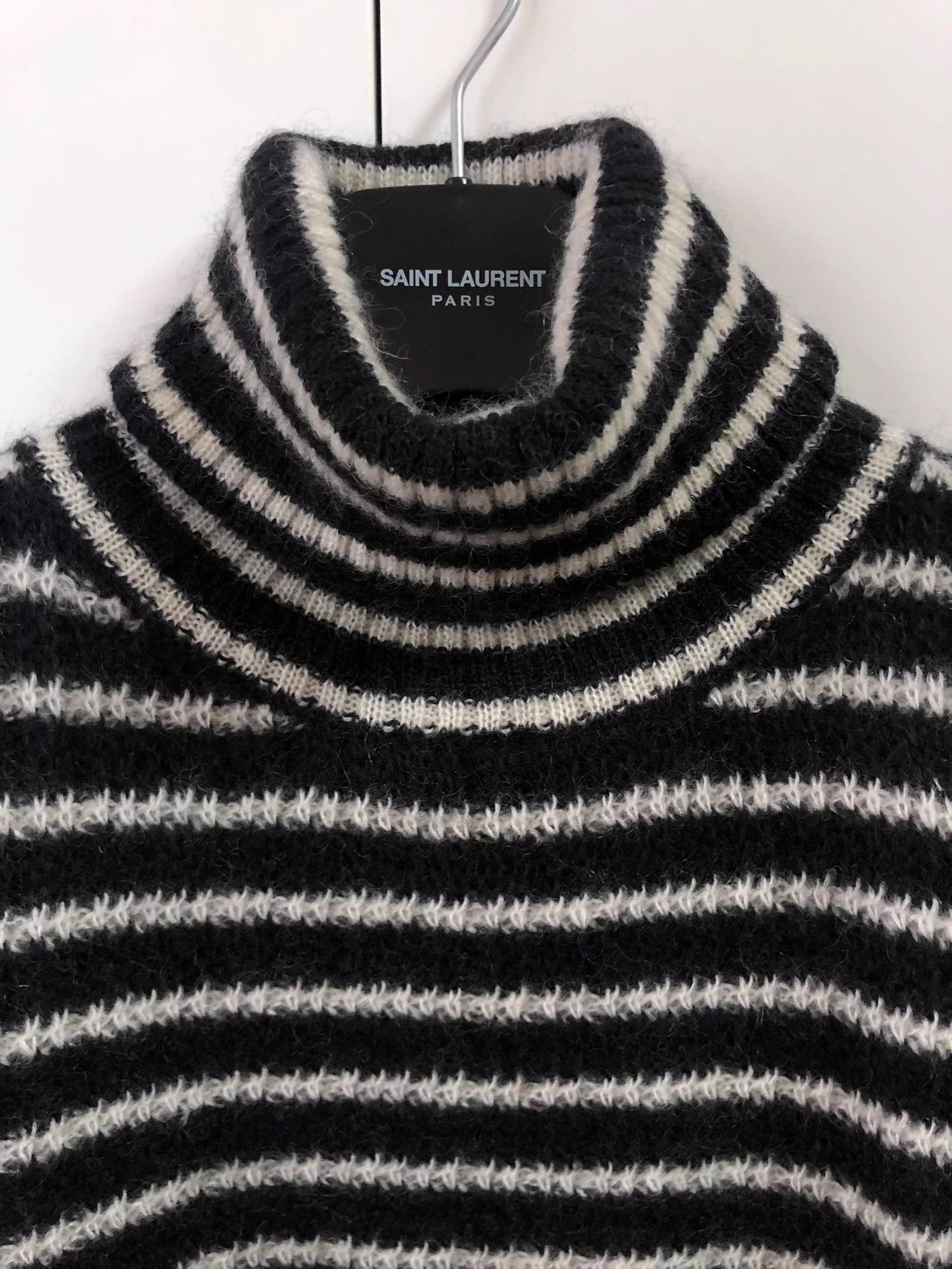 Saint Laurent Paris Saint Laurent Black and White Striped Turtleneck Sweater, Size L / US 10 / IT 46 - 4 Thumbnail