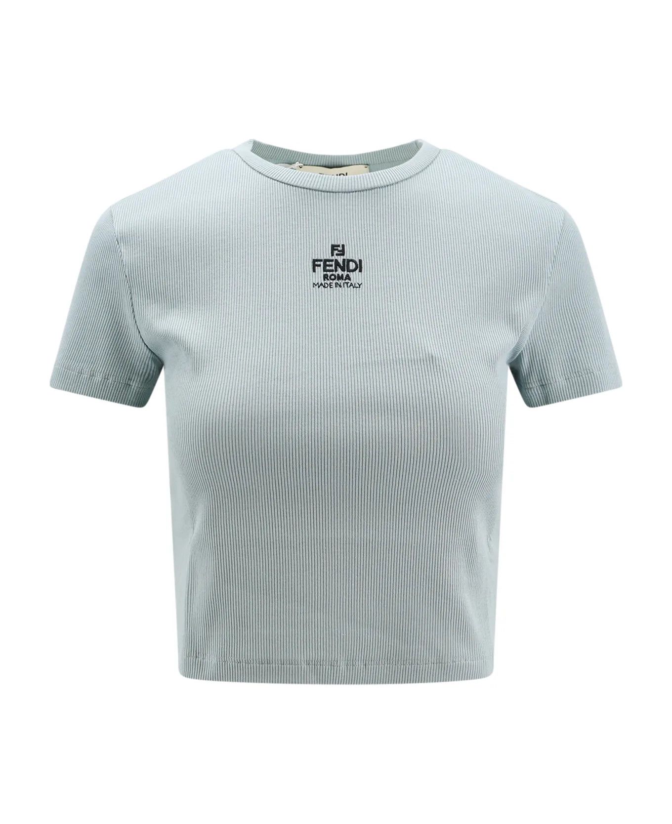 Fendi o1loc1c0126 Logo Detailed Cropped T-Shirt in Blue Size M / US 6-8 / IT 42-44 - 1 Thumbnail