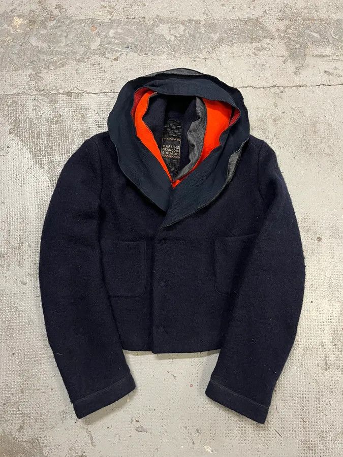 Marithe + Francois Girbaud 2000s Marithé + François Girbaud Navy Wool Buttoned Extra Collar Jacket Size M / US 6-8 / IT 42-44 - 1 Thumbnail