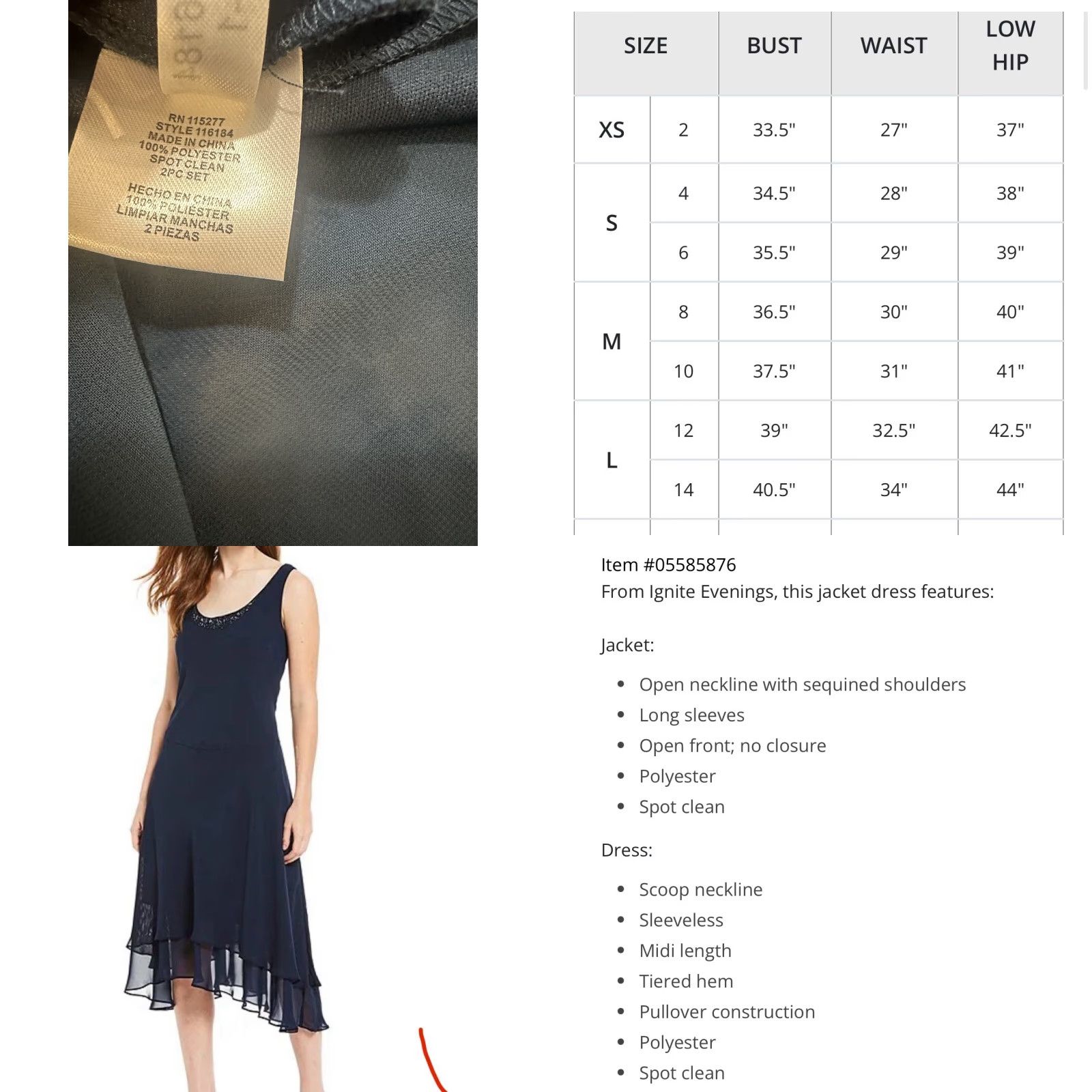 Vintage Ignite Evenings Jacket Dress Sequin Shoulder Scoop Neck Tiered 2-Piece Midi Dress sz 14 Blue Womens Size XL / US 12-14 / IT 48-50 - 8 Thumbnail