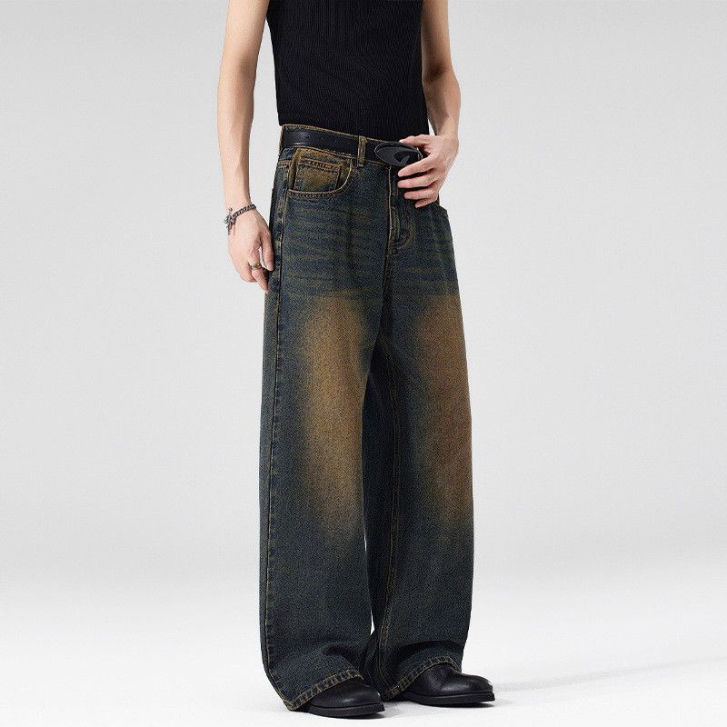 Vintage American retro loose-fitting distressed jeans for men Size US 32 / EU 48 - 2 Thumbnail