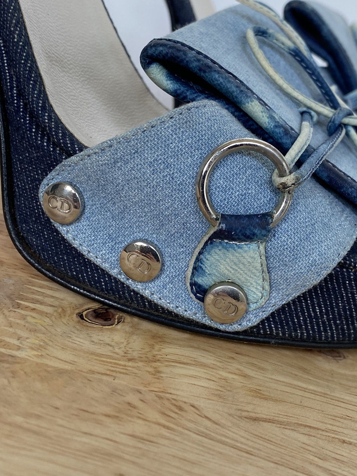 Dior RARE ❗️🚨Dior John Galliano Vintage Denim Mules in Blue Size US 7 / IT 37 - 5 Thumbnail