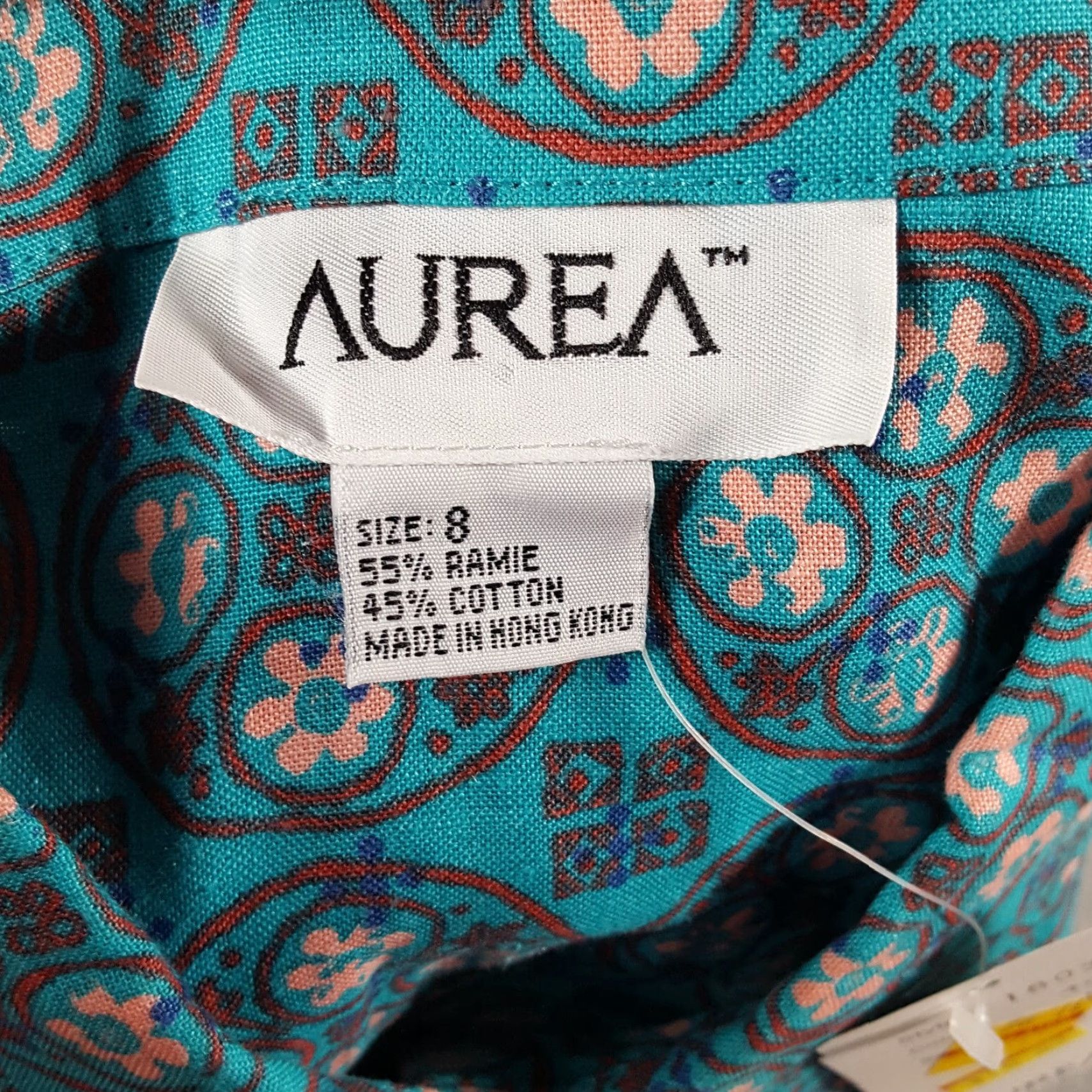 Vintage Vintage Aurea Women's Button-Up Shirt 8 Blue Geometric 90s Retro Casual Preppy Cotton Ramie Size M / US 6-8 / IT 42-44 - 5 Thumbnail