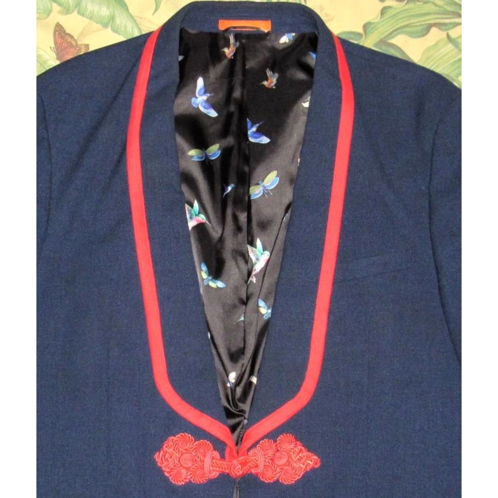 Tallia TALLIA Blazer Navy Blue Chinese Knotted Frog Buttons 46R Size 46R - 2 Thumbnail