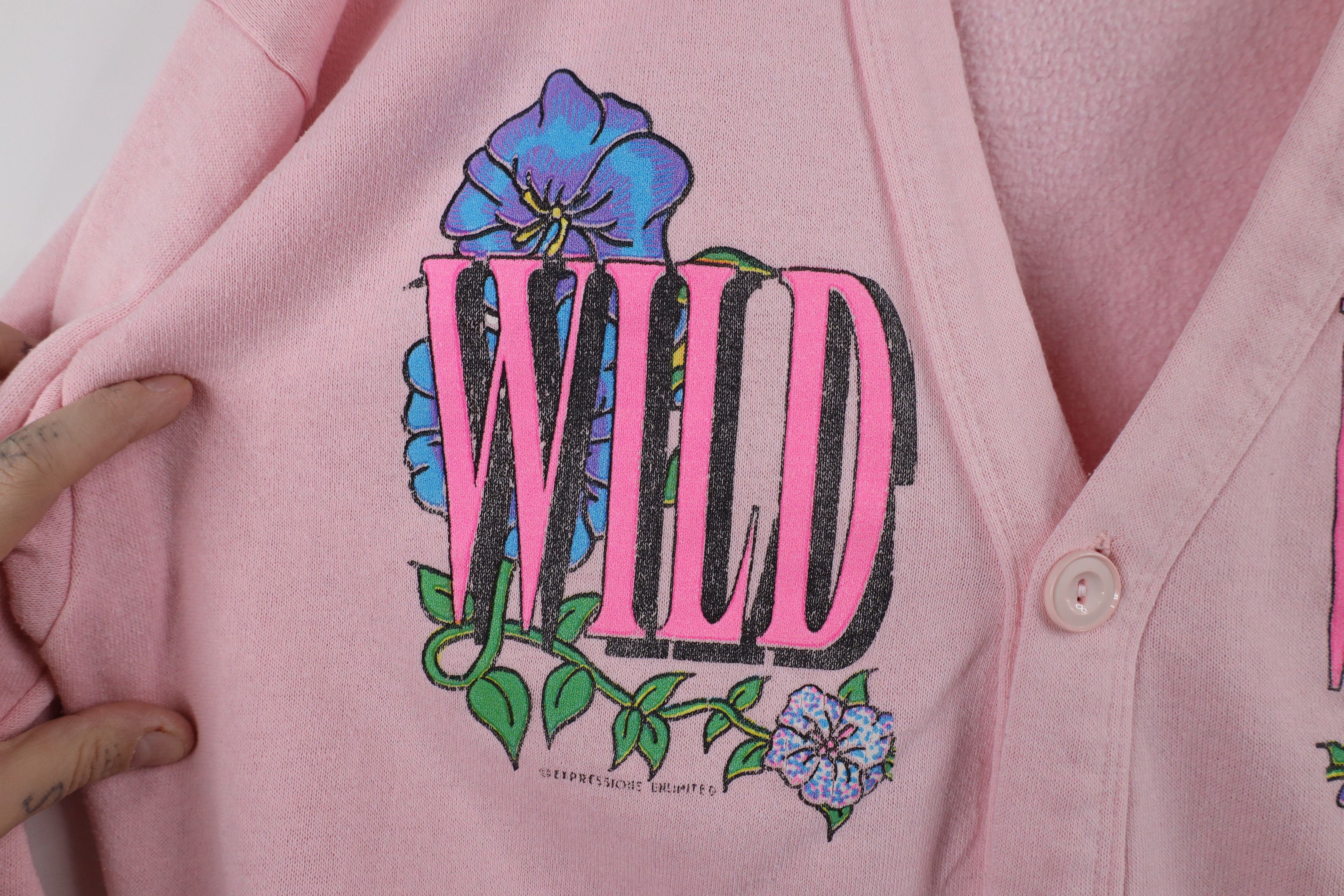 Vintage Vintage 90s Streetwear Wood Flower Cardigan Sweatshirt USA Size ONE SIZE - 4 Thumbnail