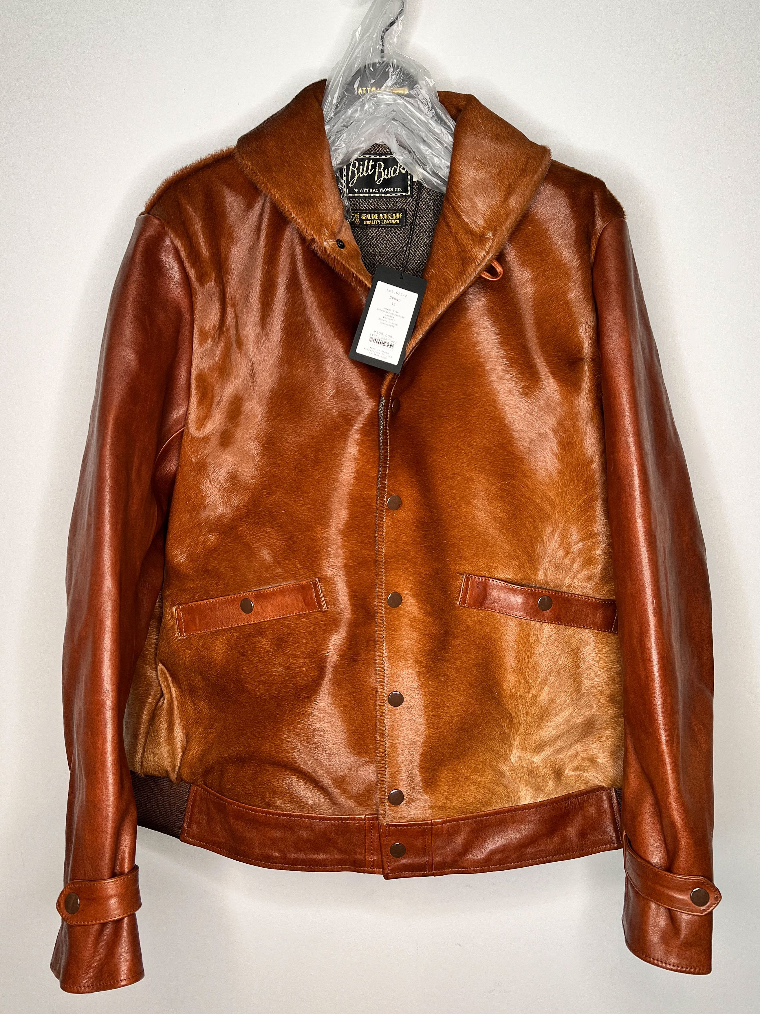 image of Attractions King Shawl Size 46 Horsehair On Horsehide Brown Jacket, Men's