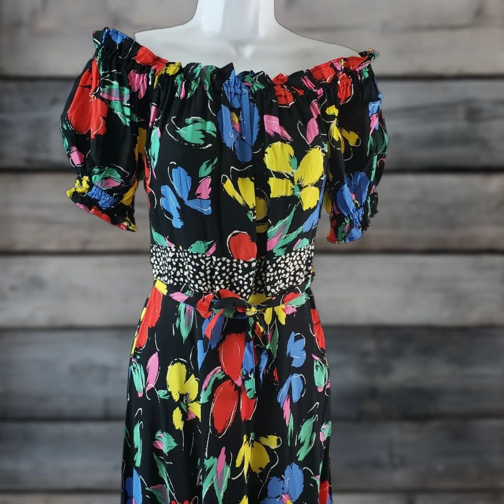 RIXO Rixo for Target Womens Off The Shoulder Maxi Dress Sz 2 Black Red Floral Size XS / US 0-2 / IT 36-38 - 1 Thumbnail