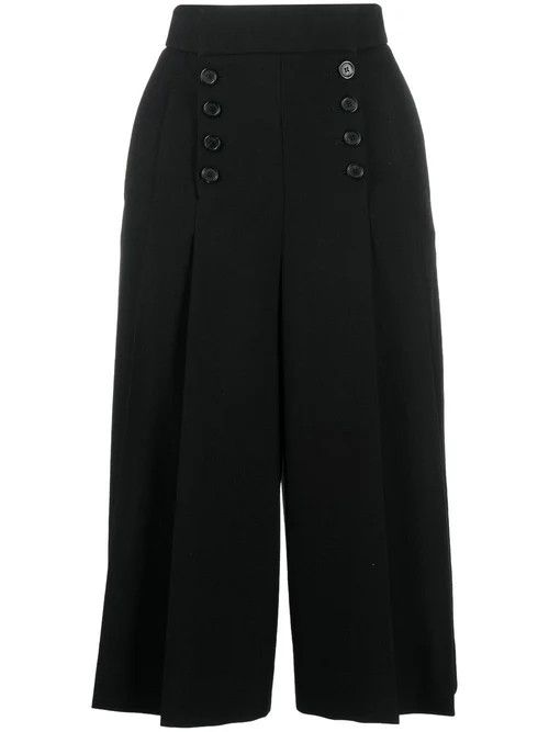 Saint Laurent Paris o1s1wg111024 Culottes in Wool Gabardine Pants in Black Size 26" / US 2 / IT 38 - 1 Thumbnail