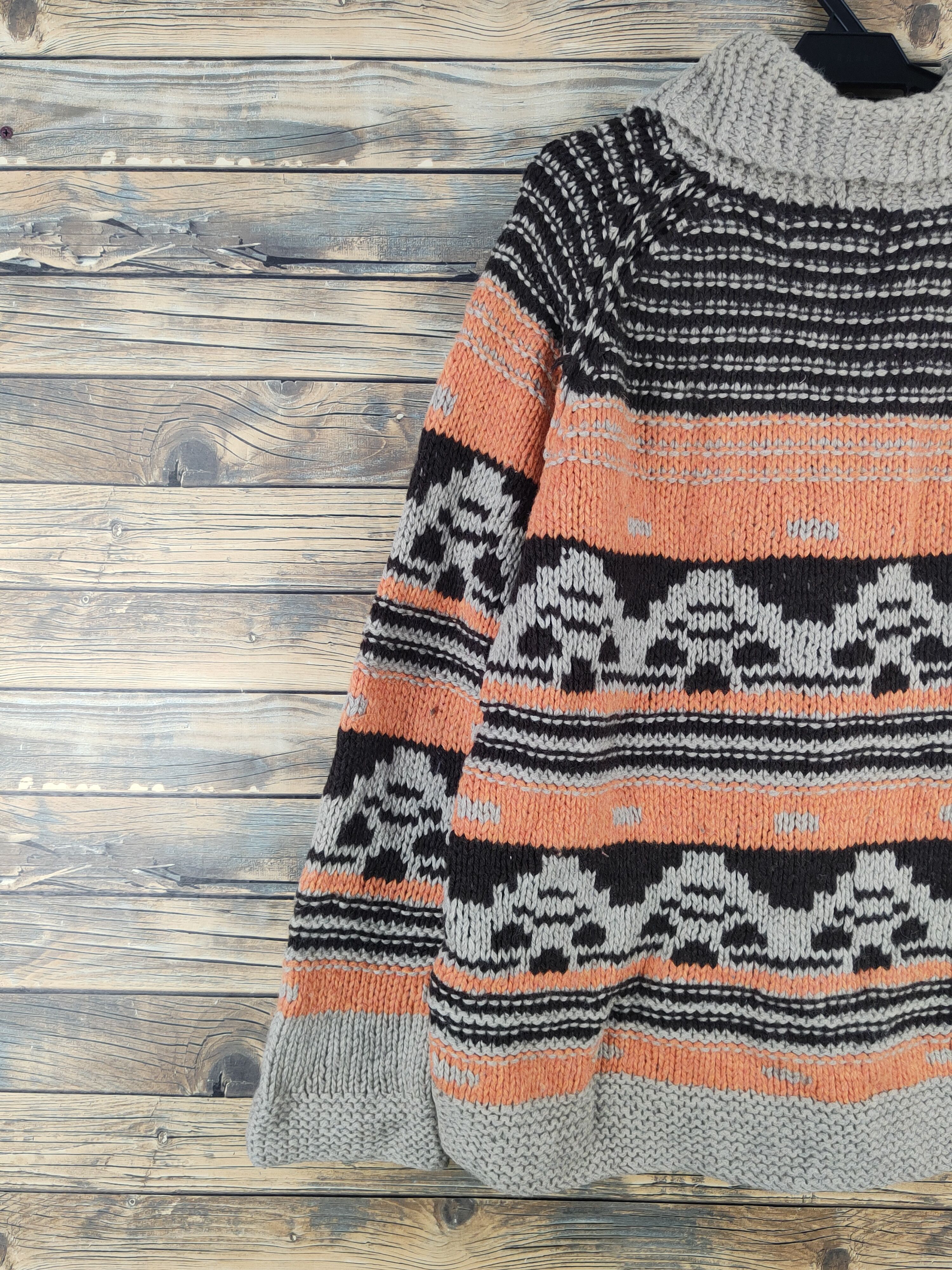 Handmade Good day Brown Orange handmade Knitwear Sweaters #W2157 Size US L / EU 52-54 / 3 - 8 Thumbnail