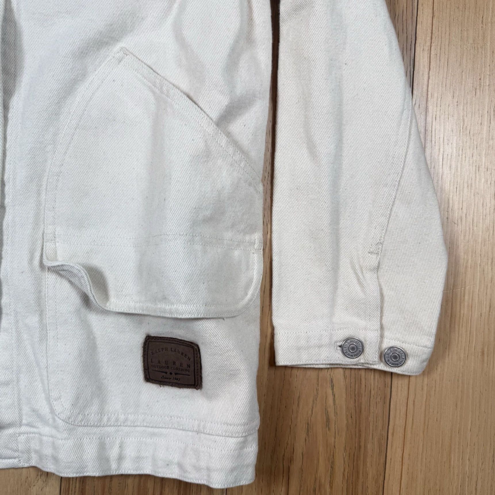 Vintage Lauren Ralph Lauren Denim Jacket Women’s PP Petite Ivory Button Jacket Size 24" / US 00 / IT 34 - 3 Thumbnail