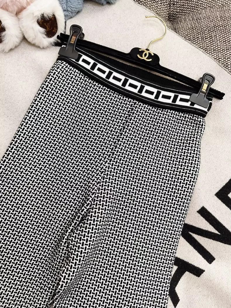 Hermes Hermes Black and White Knit Long Pants-2506 Size 35" - 3 Thumbnail