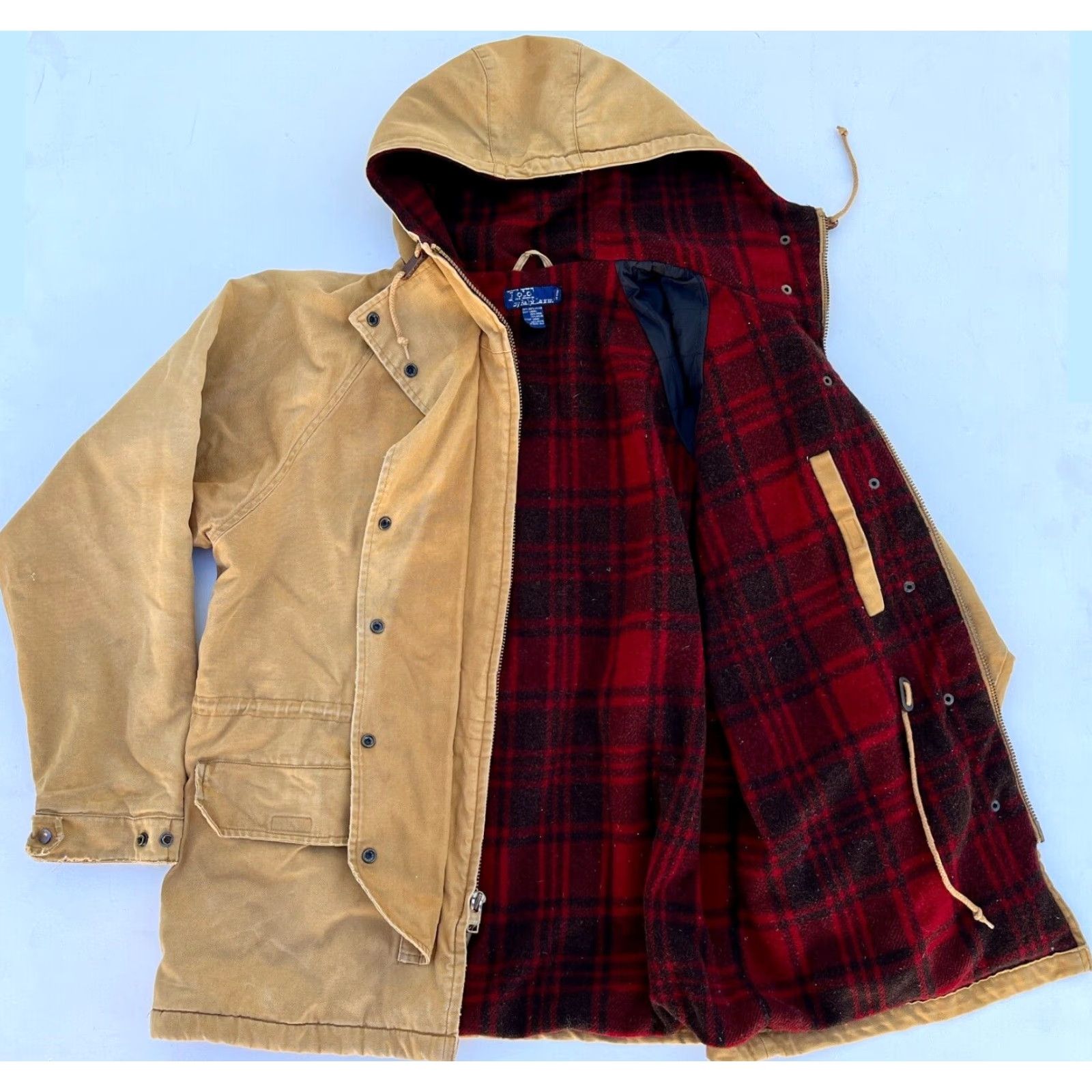 Polo Ralph Lauren Polo Ralph Lauren Coat Barn Chore Jacket Hooded Mens 90s Canvas Tan Wool Blend Lined Size M Vintage Size US M / EU 48-50 / 2 - 2 Thumbnail