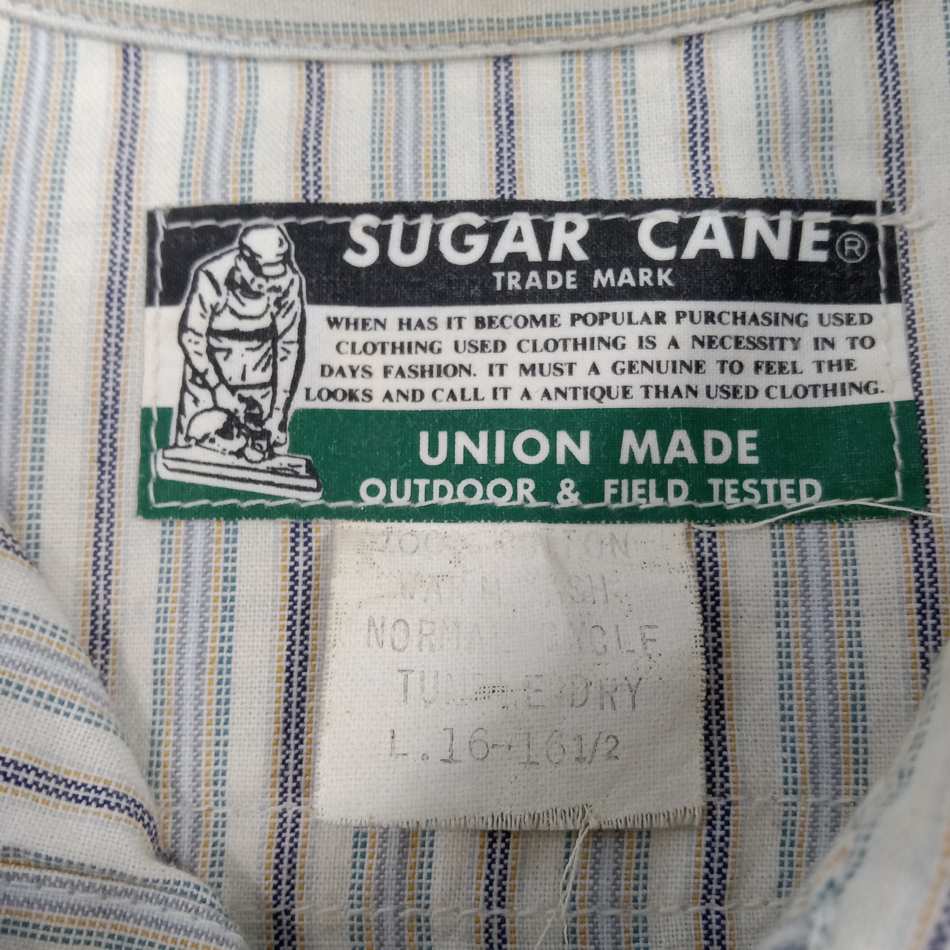 Sugar Cane × Vintage Sugar Cane Japanese Brand Retro Style Striped Shirt Size US XL / EU 56 / 4 - 4 Thumbnail