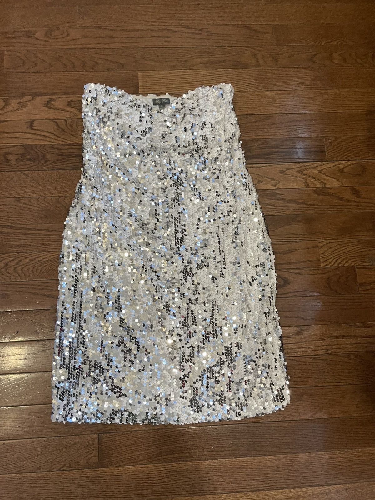 Other Lily Rose silver & white sequin strapless mini dress Size M / US 6-8 / IT 42-44 - 1 Thumbnail