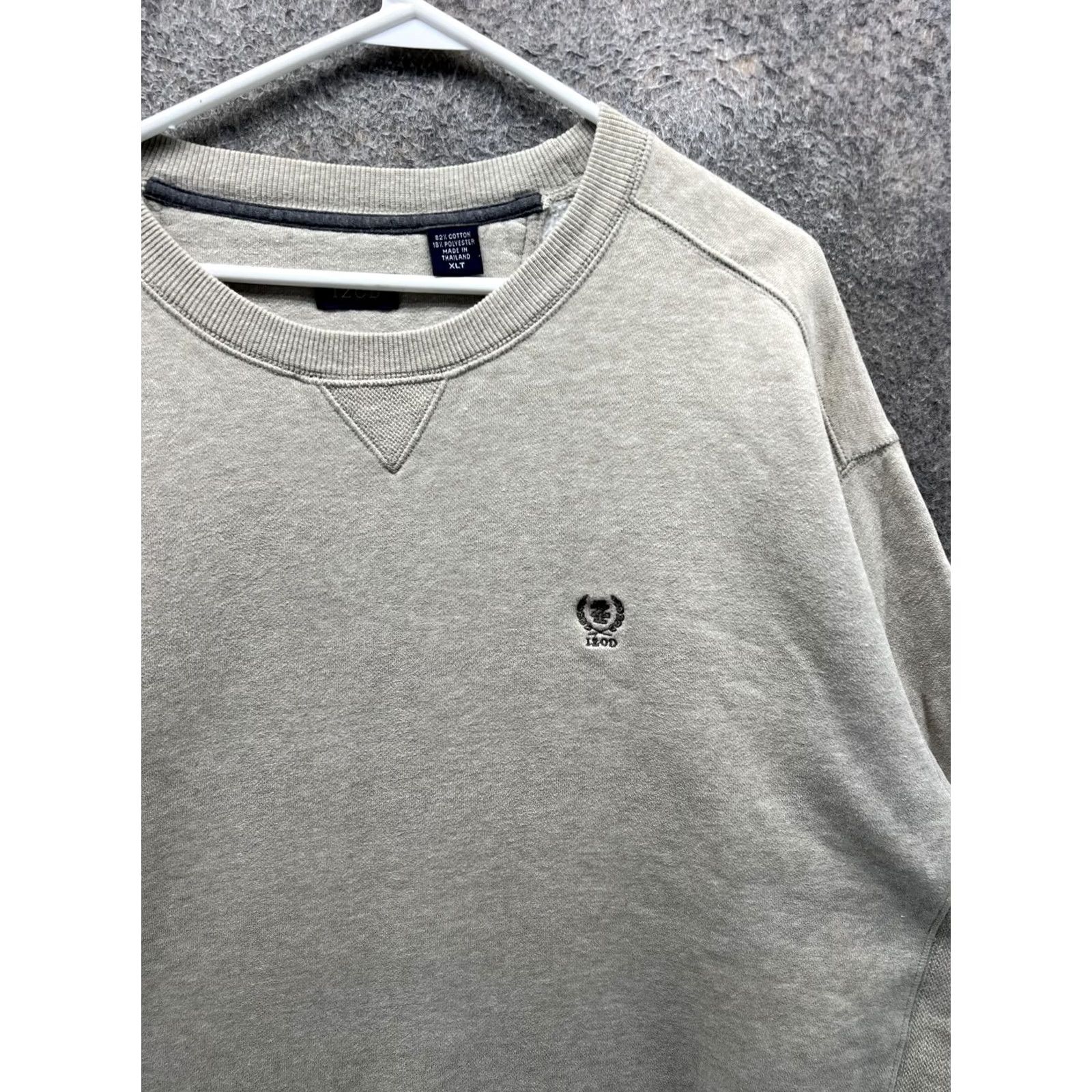 Izod IZOD Sweatshirt Mens XLT Gray Big Tall Fleece Crewneck Pullover Embroidered Logo Size US XL / EU 56 / 4 - 7 Thumbnail