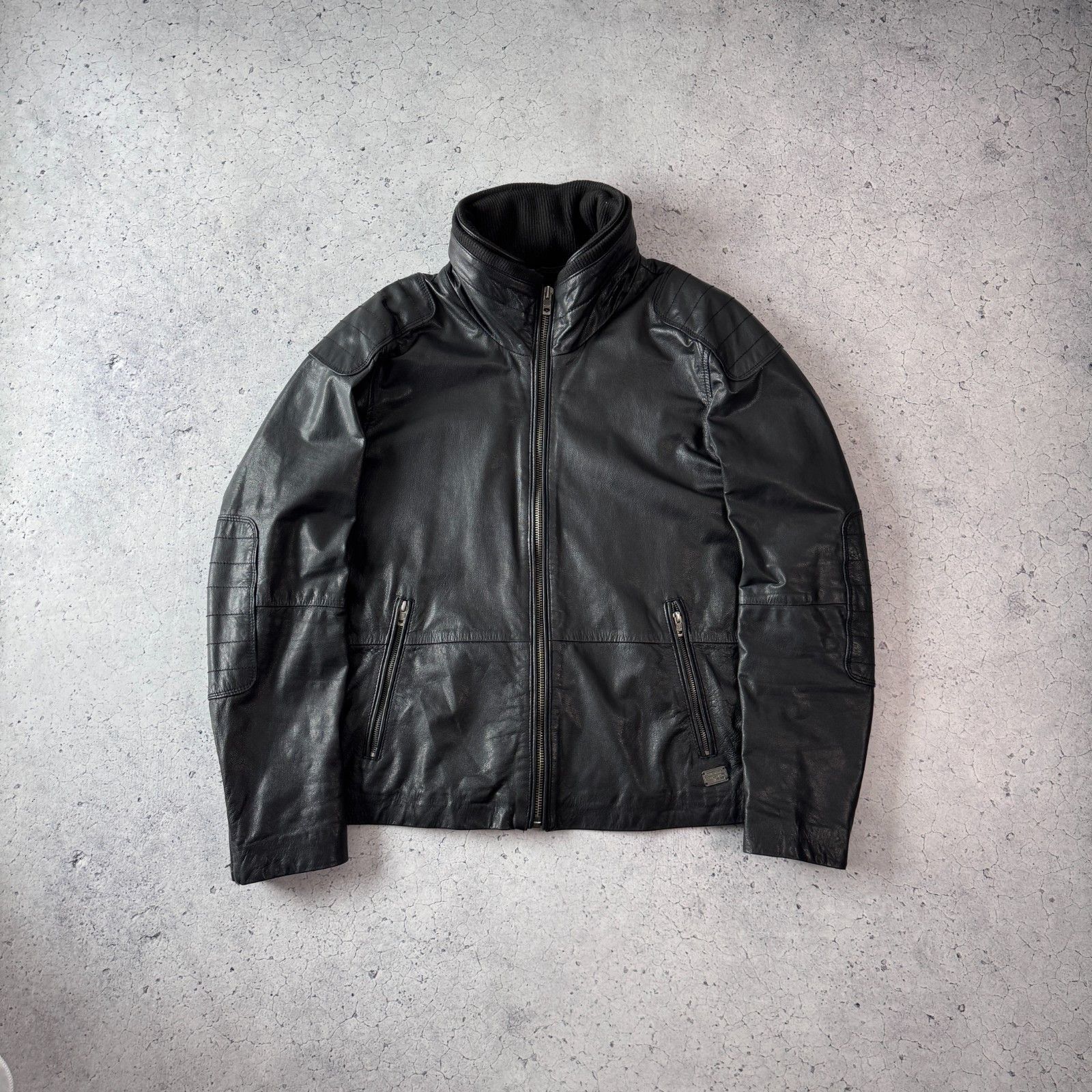 Diesel Diesel Superior Vintage Leather Biker Jacket Black Bomber Size US XL / EU 56 / 4 - 2 Thumbnail