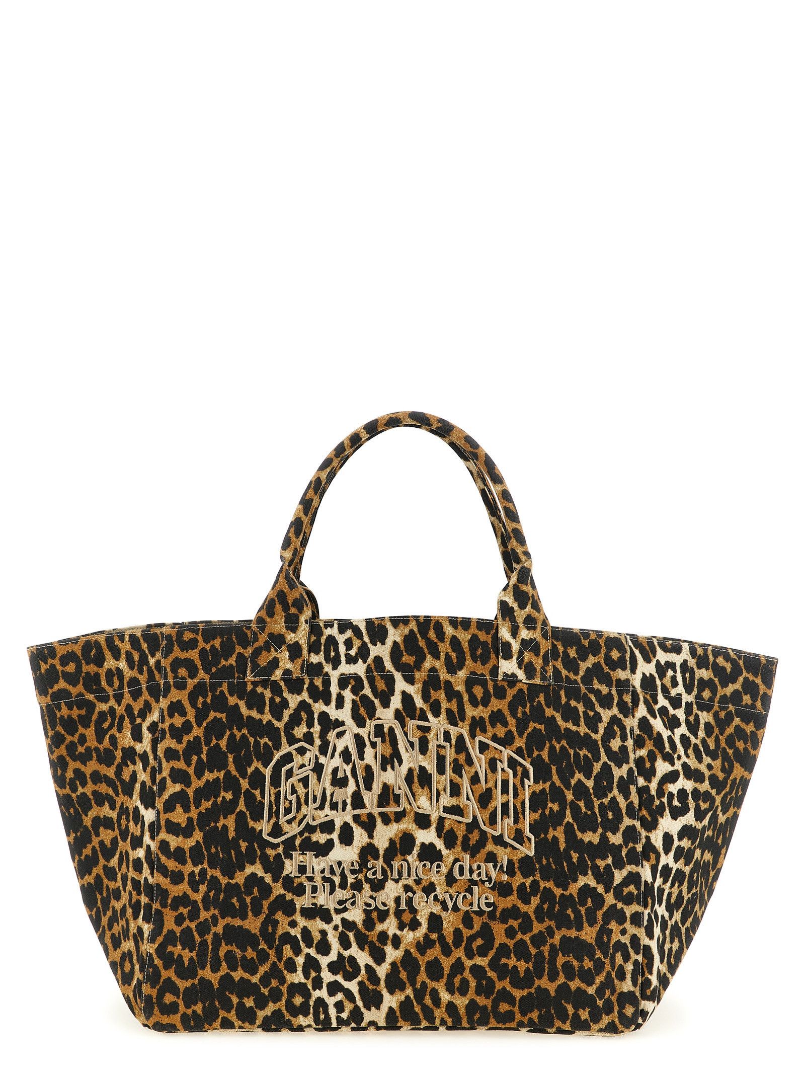 Ganni 'Leopard Xxl' Shopping Bag Size ONE SIZE - 1 Thumbnail