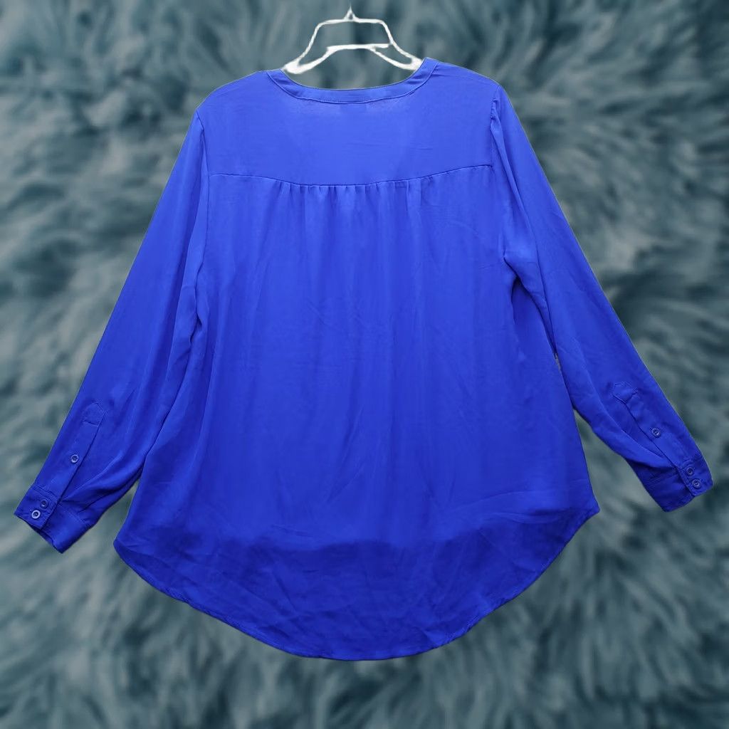 Torrid Torrid Boho Tunic Top Blue 00 Long Sleeve V-Neck Loose Fit Womens Shirt Size XXS / US 00 / IT 34 - 1 Thumbnail
