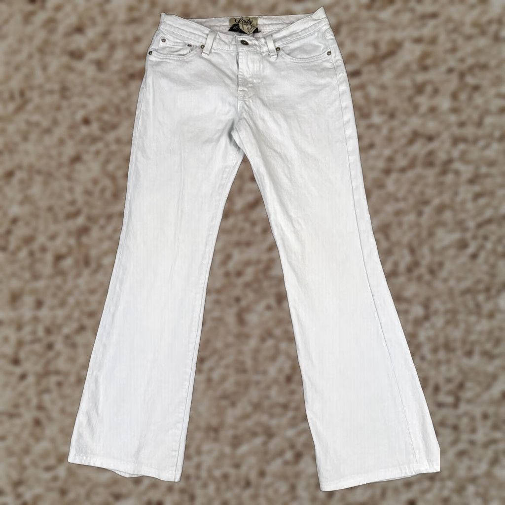 Lucky Brand Vintage Lucky Brand Women's Jeans Flared 4 White Cotton Denim Spring Summer Fall Winter Size 27" / US 4 / IT 40 - 1 Thumbnail