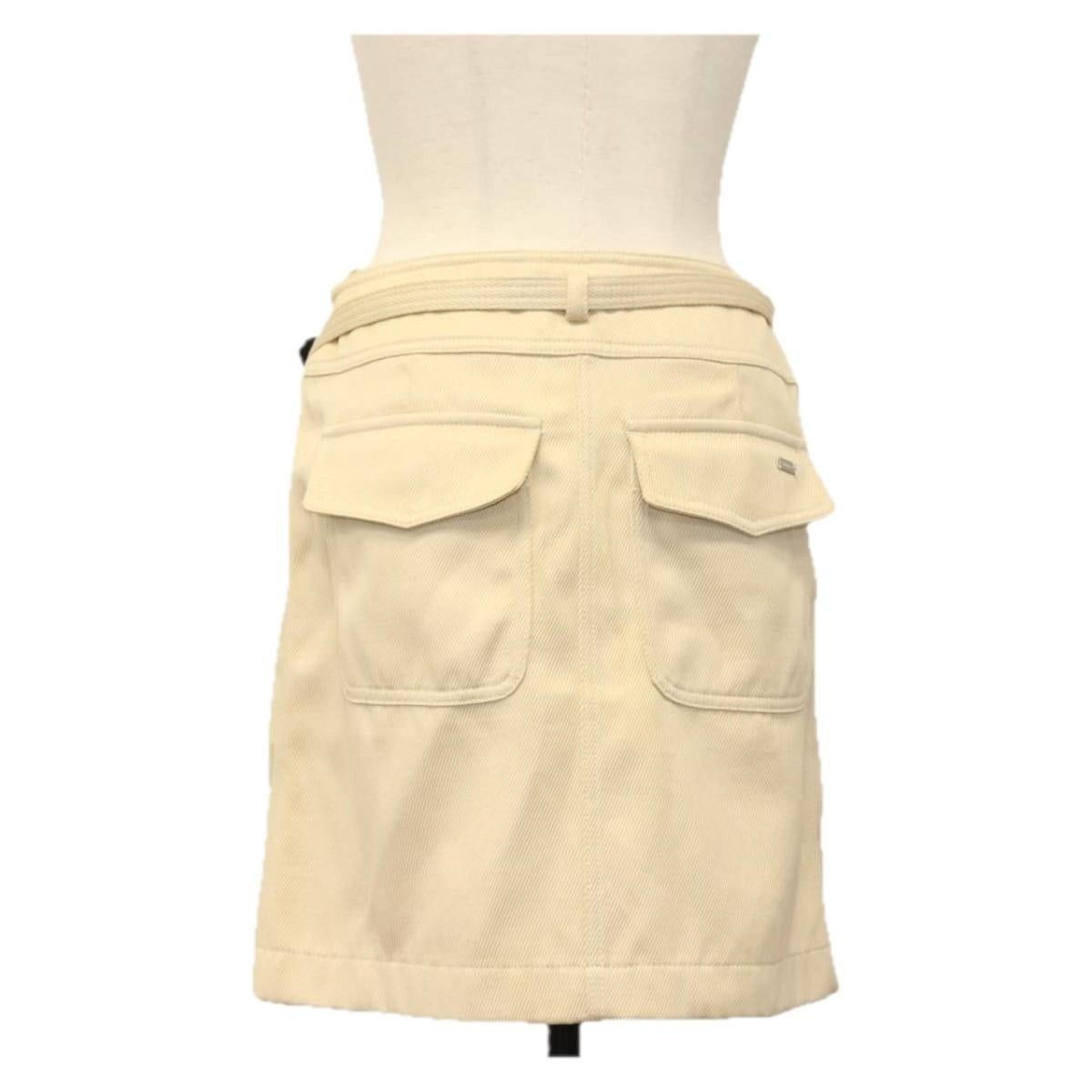 Chanel Chanel Skirt Denim Leather Beige CC Size 28" / US 6 / IT 42 - 2 Thumbnail