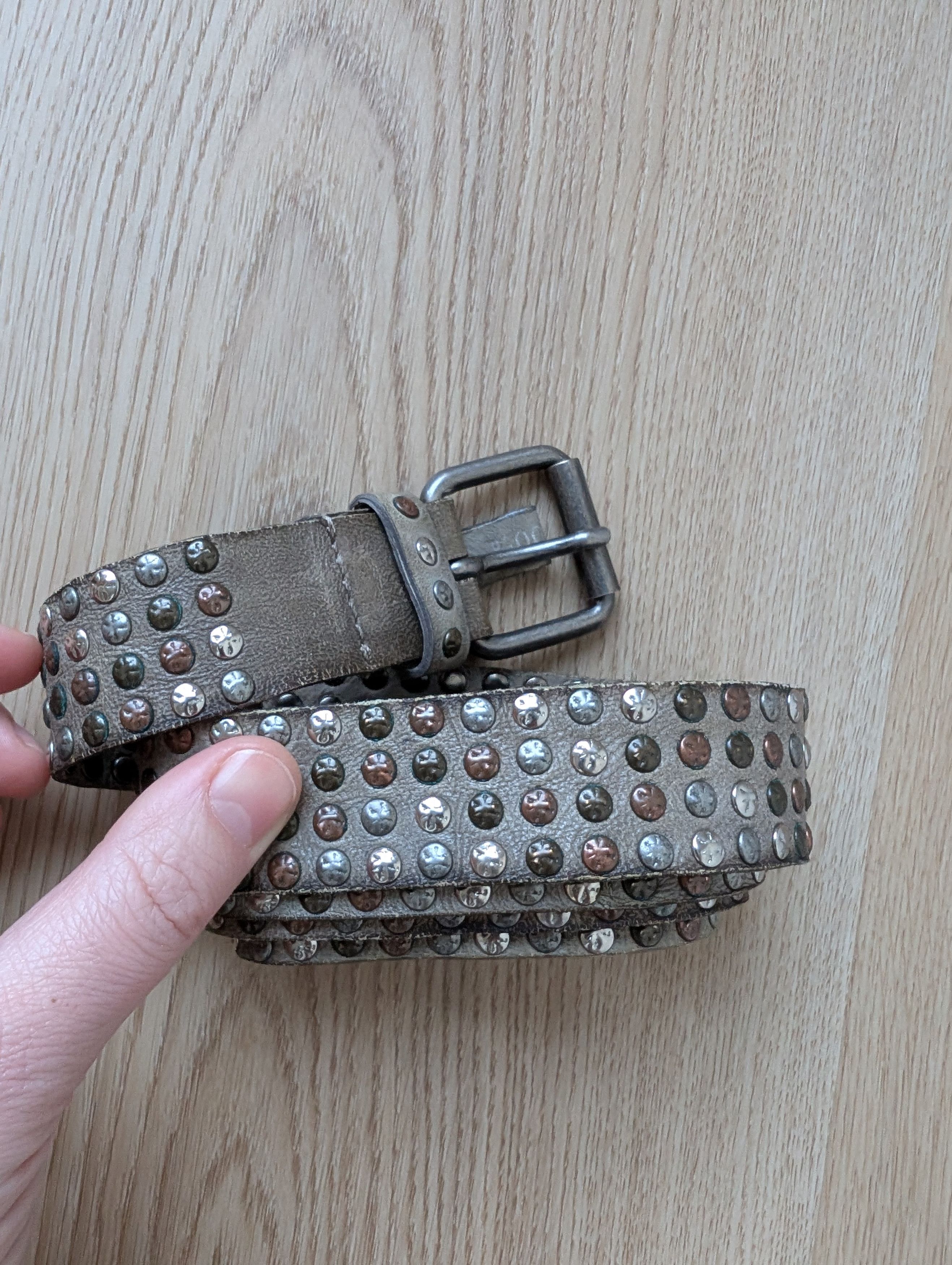 A.S.98 A.S. 98 GOSSE Leather Belt Timeless Rockstar Mettal Rivets Size ONE SIZE - 2 Thumbnail